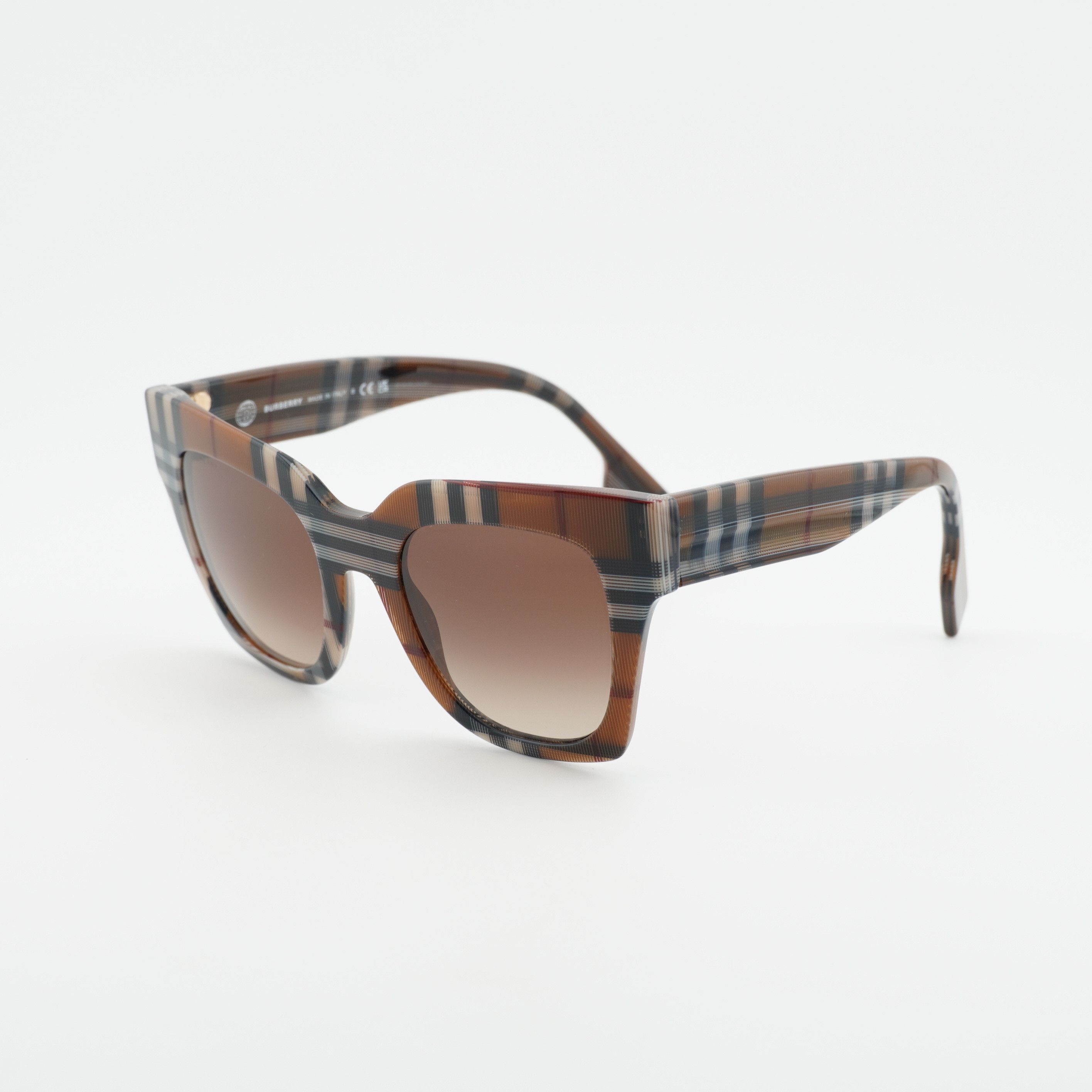 Burberry Burberry BE4364 396713 Sunglasses Check Brown Square Frame Size ONE SIZE - 1 Thumbnail