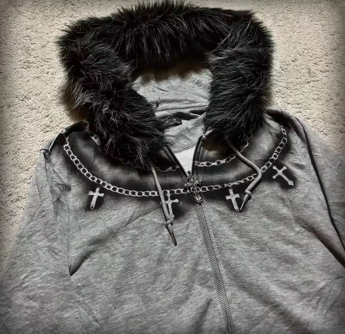 Other High Street Punk Printed Necklace Gray Fur Hoodie Size US M / EU 48-50 / 2 - 3 Thumbnail