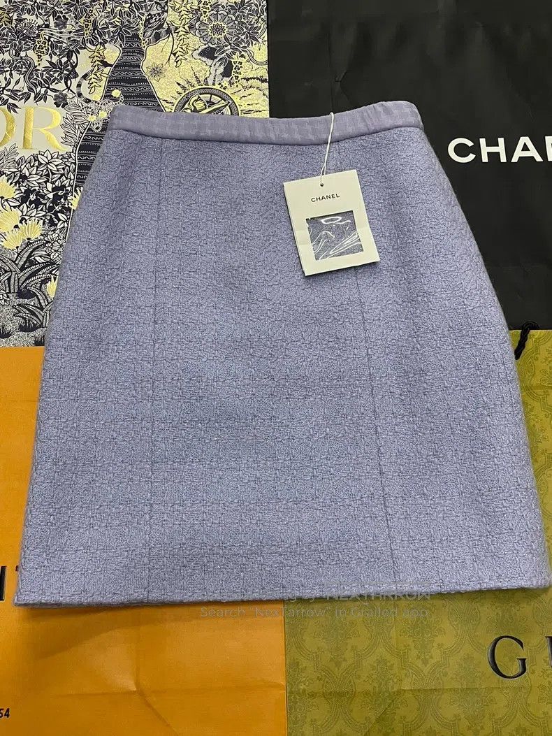 Chanel Chanel 24A purple tweed skirt Size 24" / US 00 / IT 34 - 1 Thumbnail