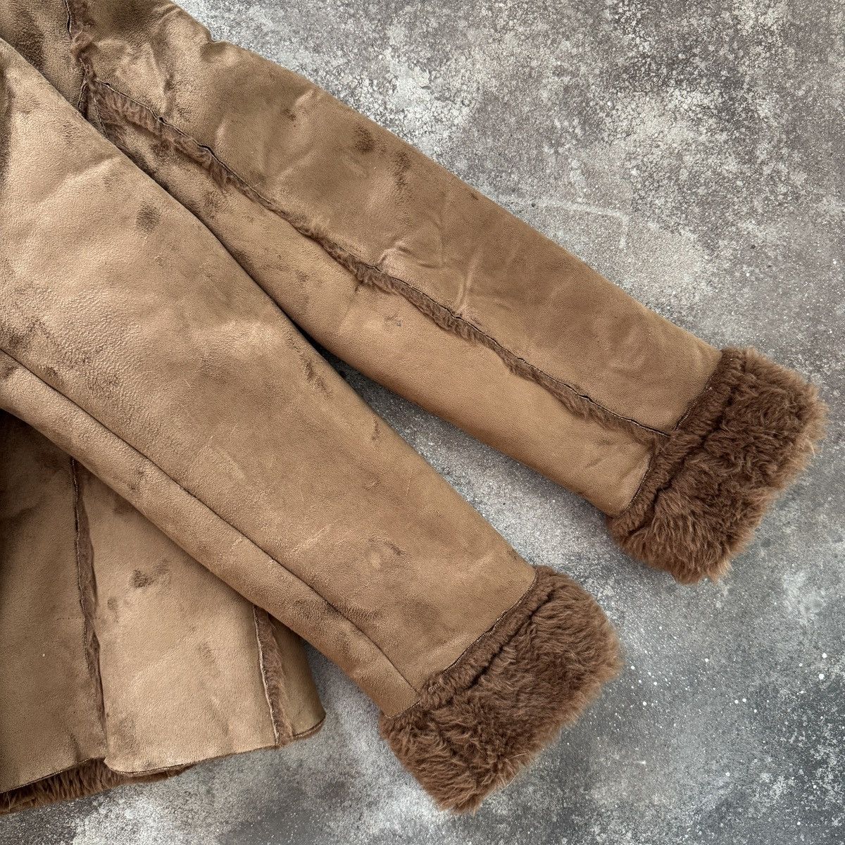 20471120 Japanese Style Faded/Washed Faux Fur Sheepskin Jacket Size XL / US 12-14 / IT 48-50 - 9 Thumbnail
