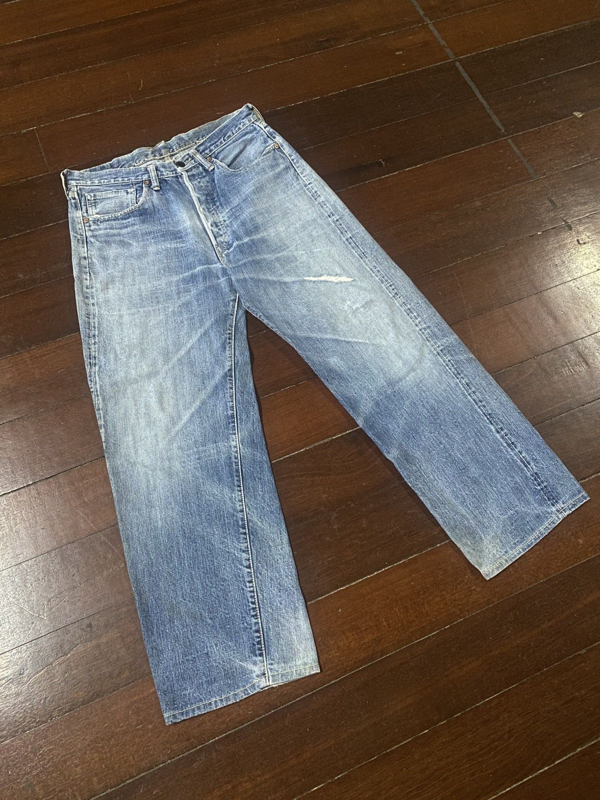 Warehouse Vintage PHERROWS distressed denim wide leg selvedge Size US 34 / EU 50 - 2 Thumbnail