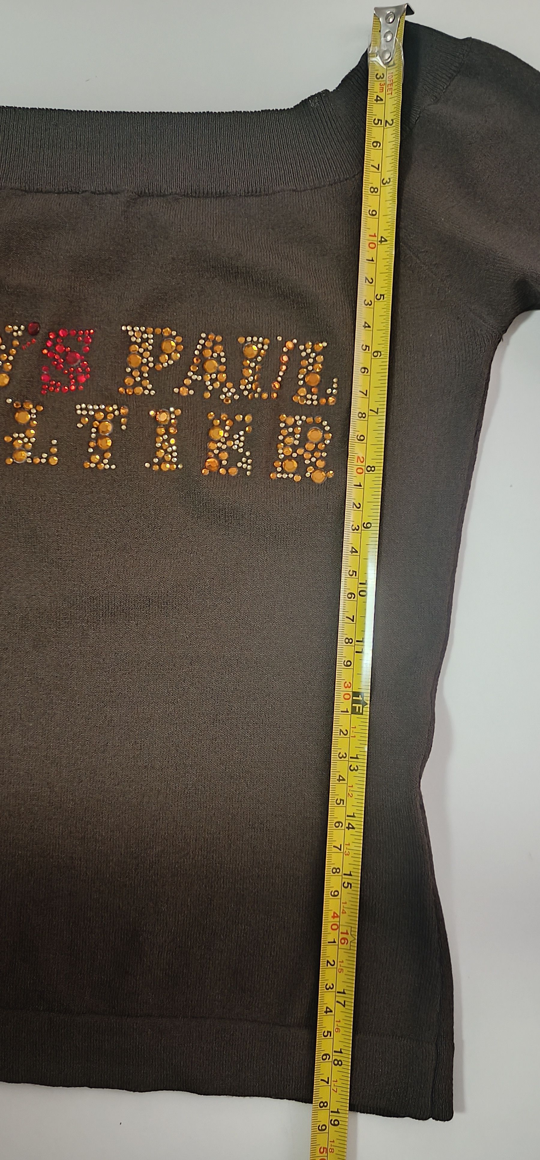 Jean Paul Gaultier Chocolate brown top with yellow and red rhinestones Size S / US 4 / IT 40 - 6 Thumbnail