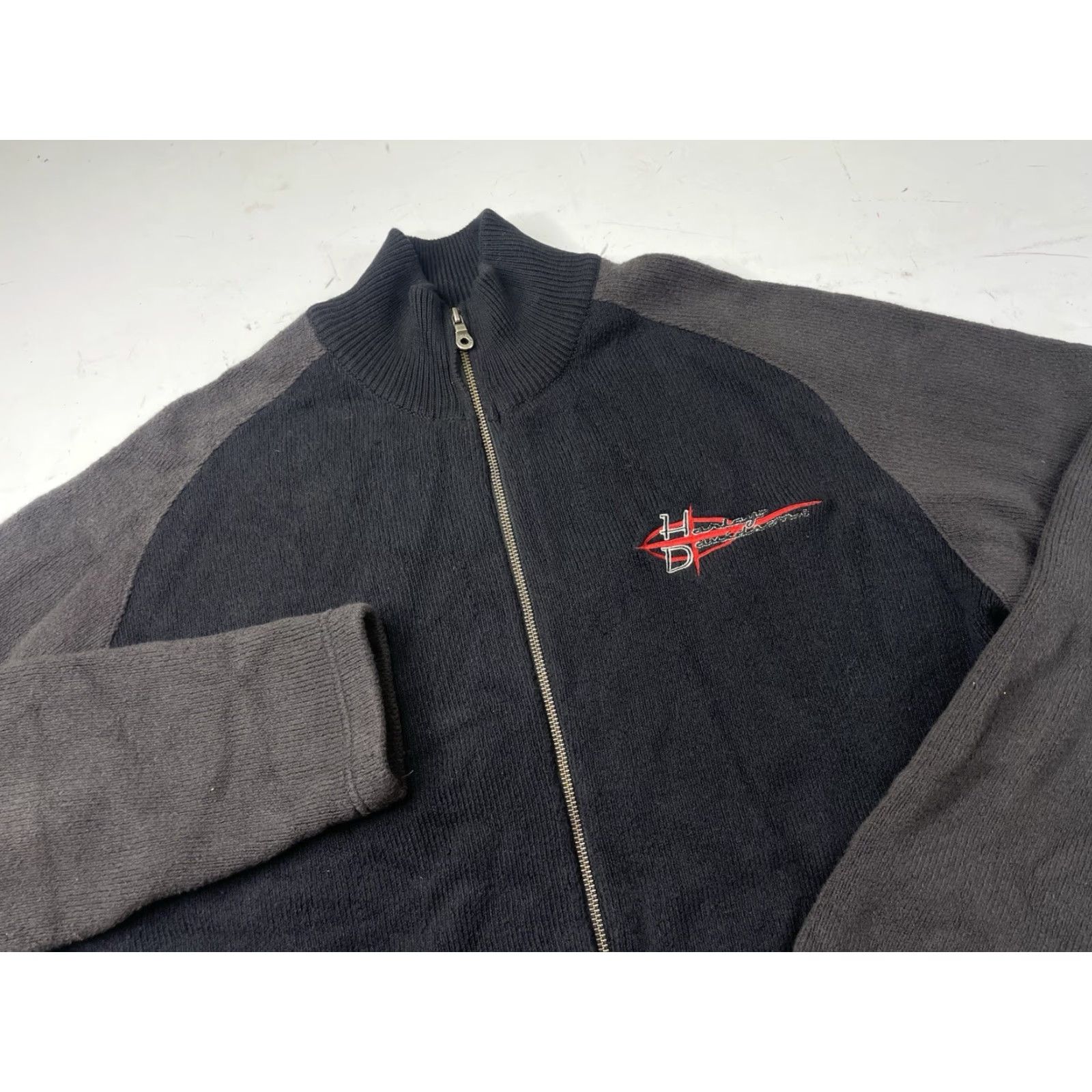 Harley Davidson VINTAGE Harley Davidson Full Zip Jacket Sweater Fleece Mens XL Black Cotton Blend Punk Motorcycle Look Size US XL / EU 56 / 4 - 2 Thumbnail