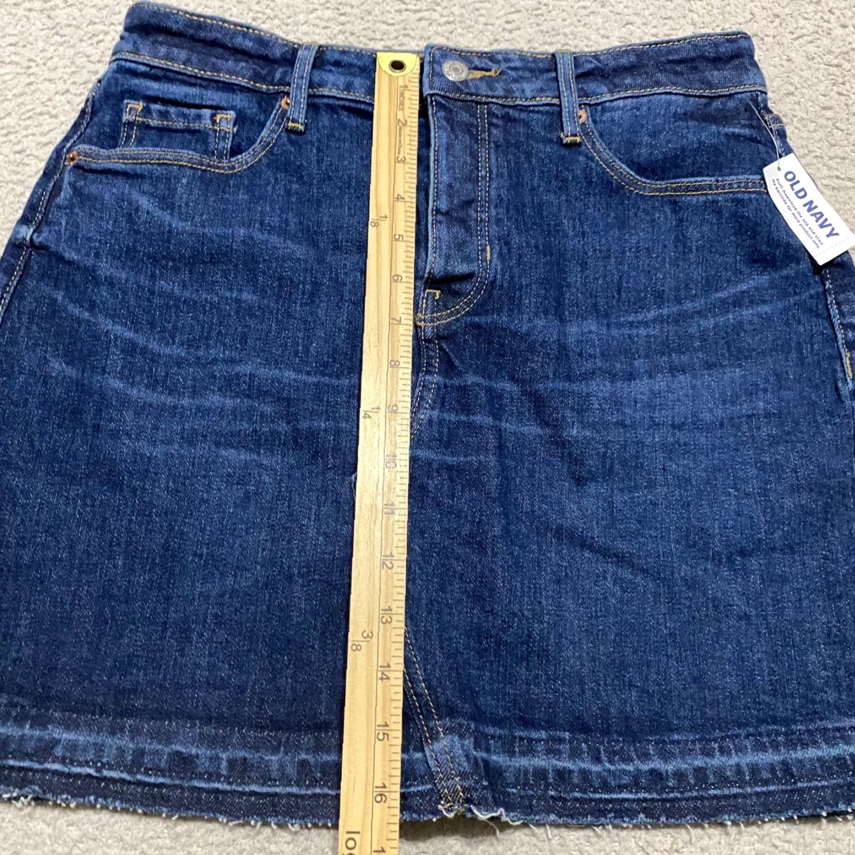 Old Navy NWT Old Navy Womens Skirt Denim Blue Dark Wash Mini High Rise 6 New with Tags Short Casual Pockets Button Front Size 28" / US 6 / IT 42 - 6 Thumbnail
