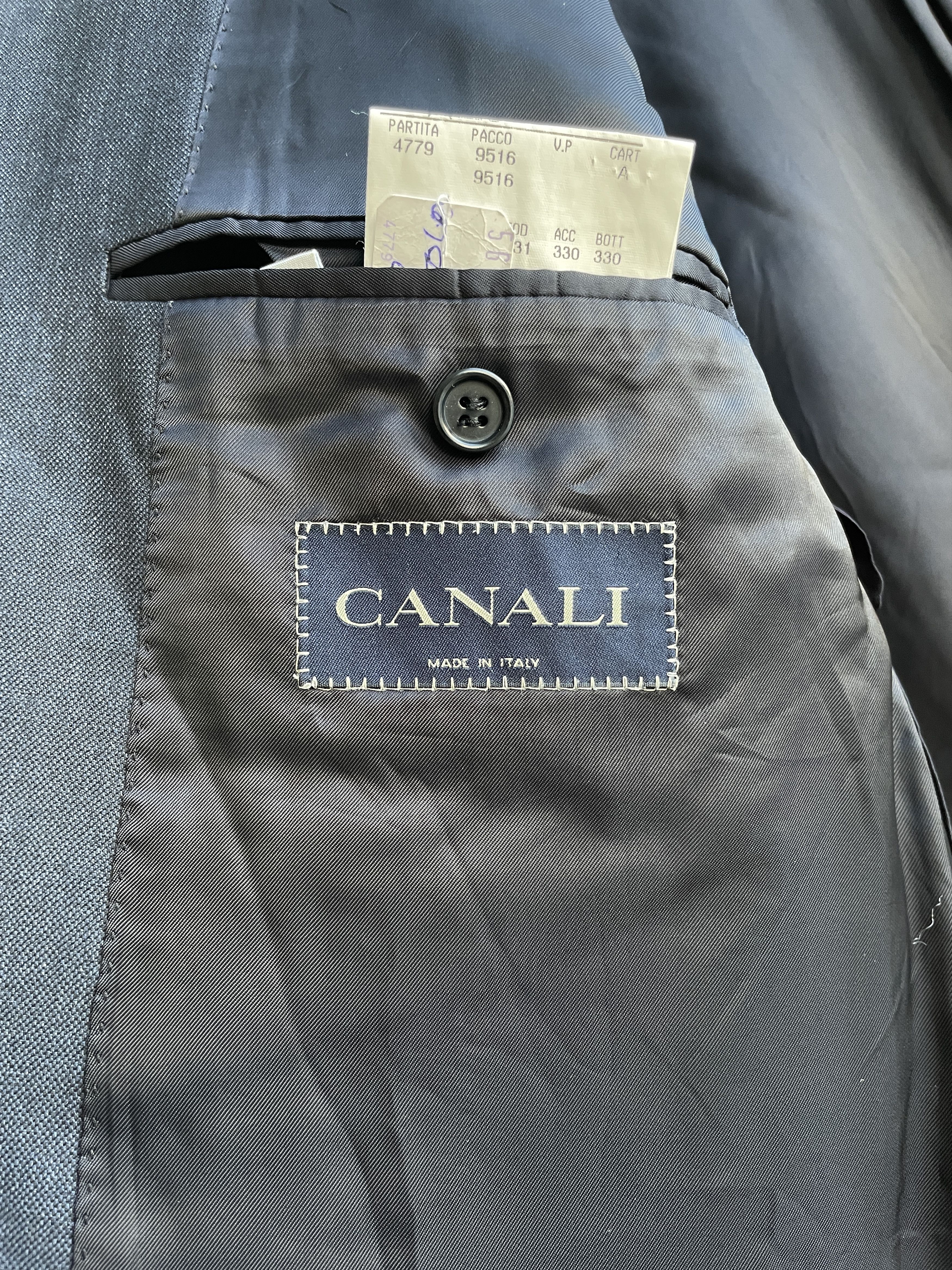 Canali Canali Solid Navy Wool Suit Jacket Blazer Size EUR 56R Size 46R - 6 Thumbnail