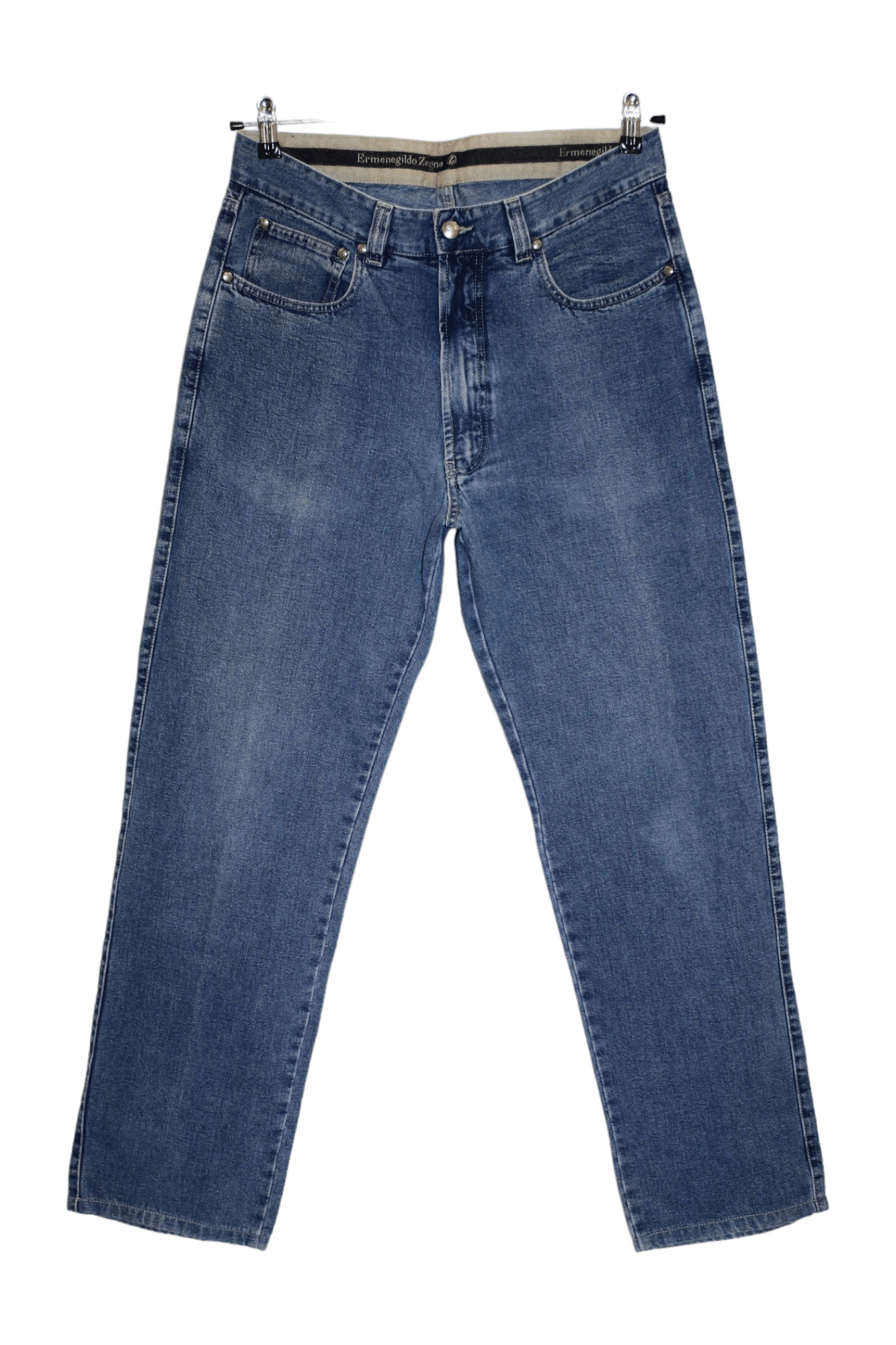 Ermenegildo Zegna Vintage Ermenegildo Zegna Blue Faded Denim Baggy Jeans Size US 31 - 1 Thumbnail