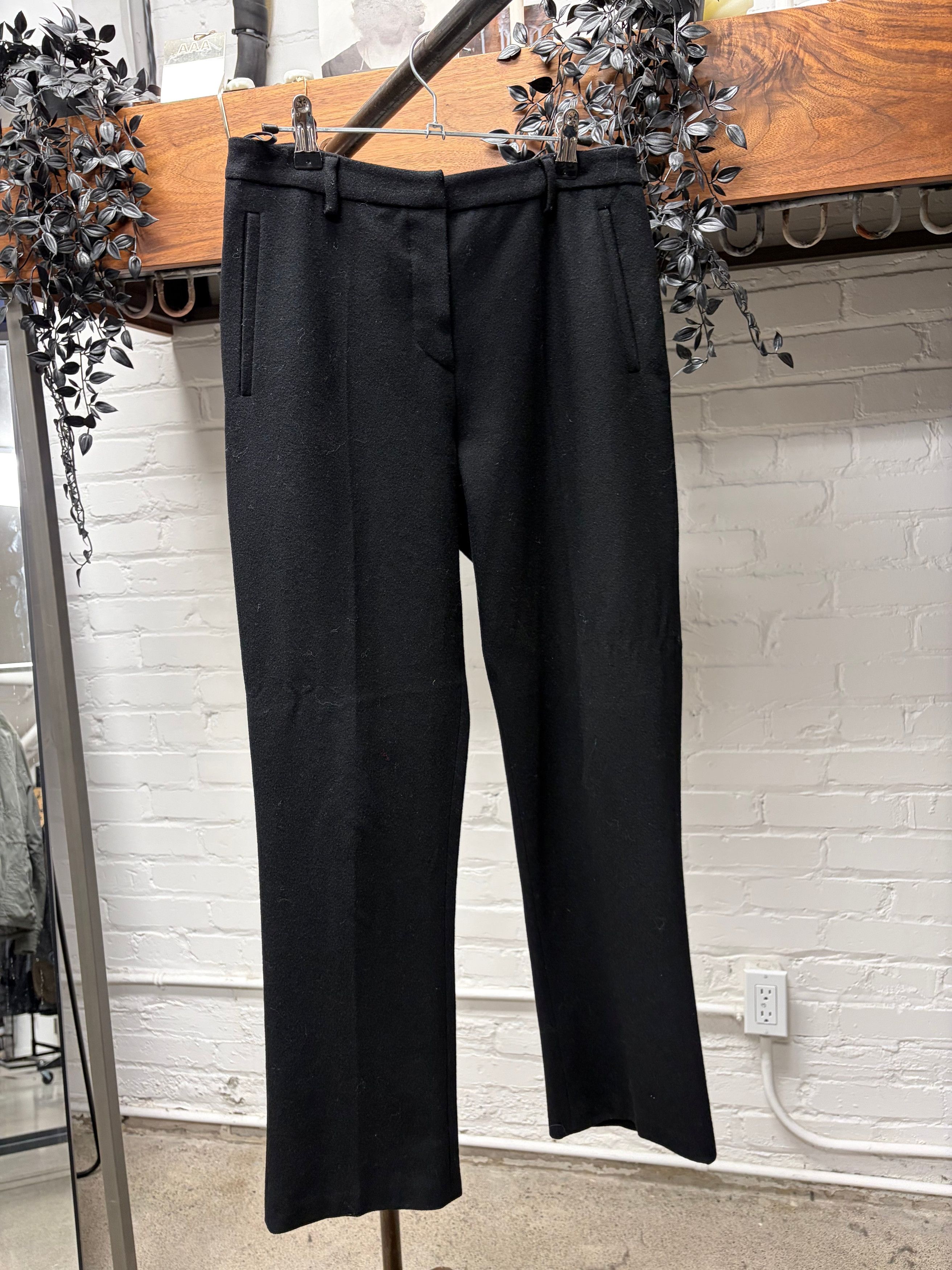 Miu Miu Vintage Miu Miu Black Wool Pleated Straight Leg Trousers Size 30" / US 8 / IT 44 - 1 Thumbnail