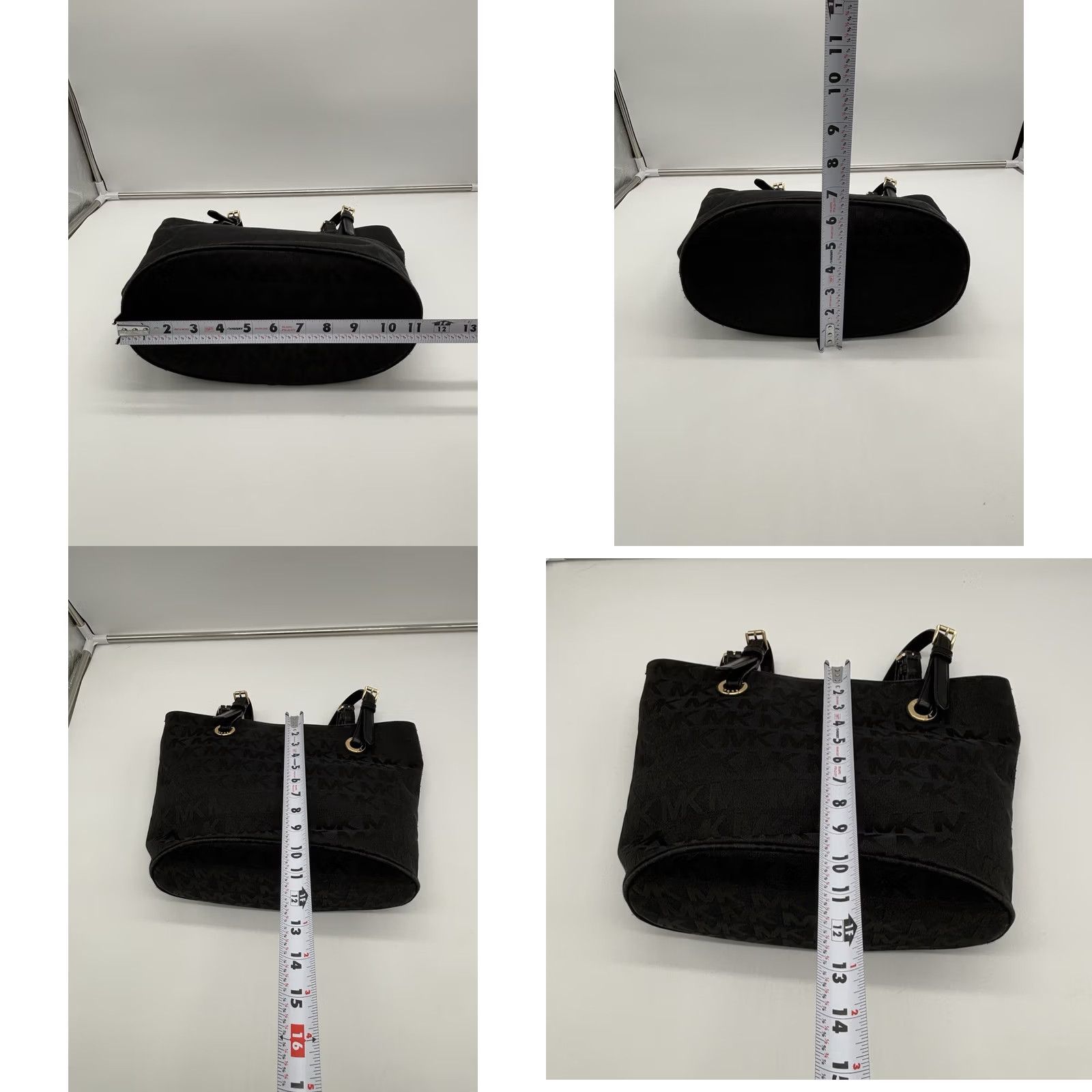Michael Kors Michael Kors MK Signature Black Cloth Shoulder Bag Double Strap Ladies Medium Canvas Bag Dark Black Logo Pattern Size ONE SIZE - 8 Thumbnail