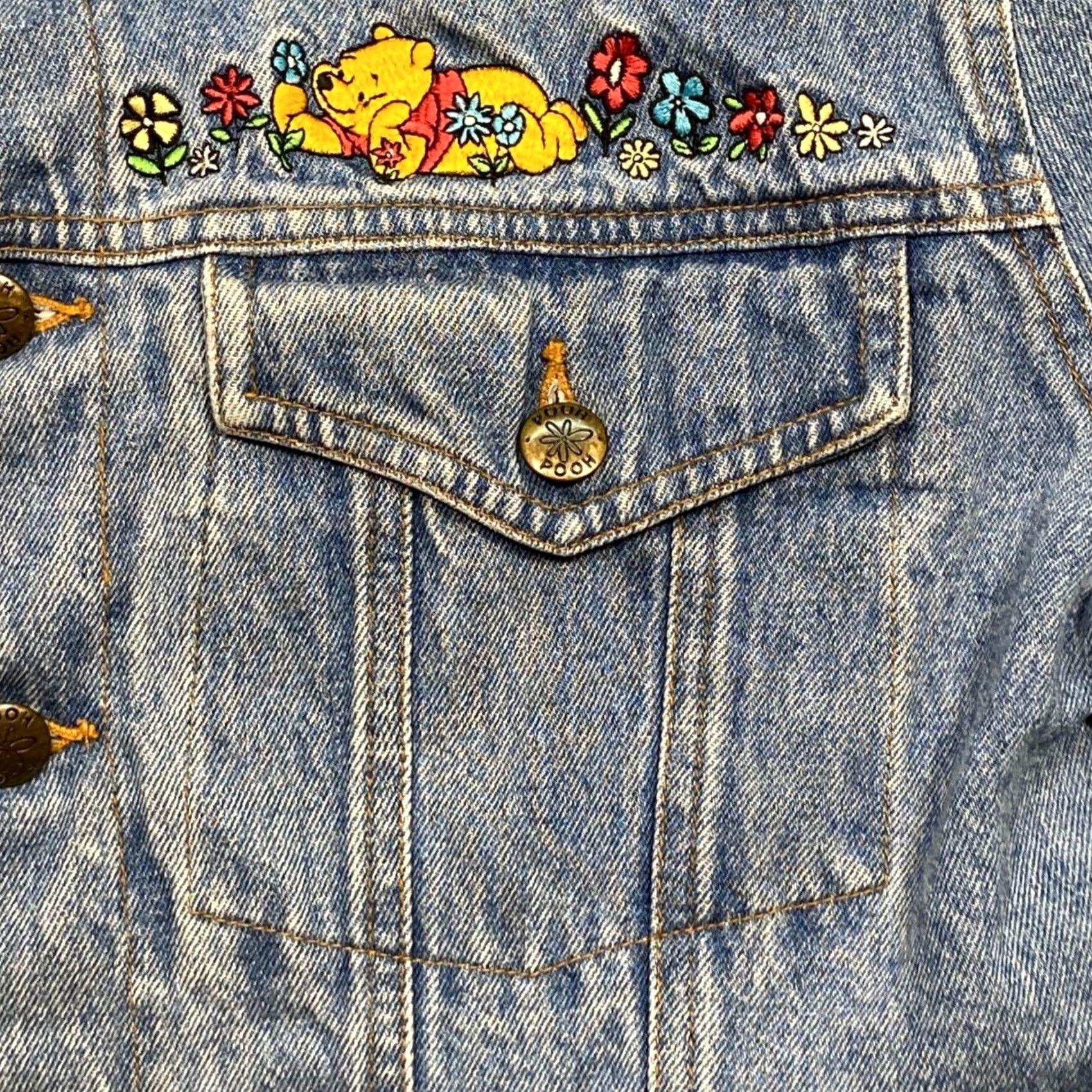 Disney VINTAGE Pooh Disney Cottagecore Womens M Winnie the Pooh Piglet Embroidered Denim Jacket Size M / US 6-8 / IT 42-44 - 2 Thumbnail