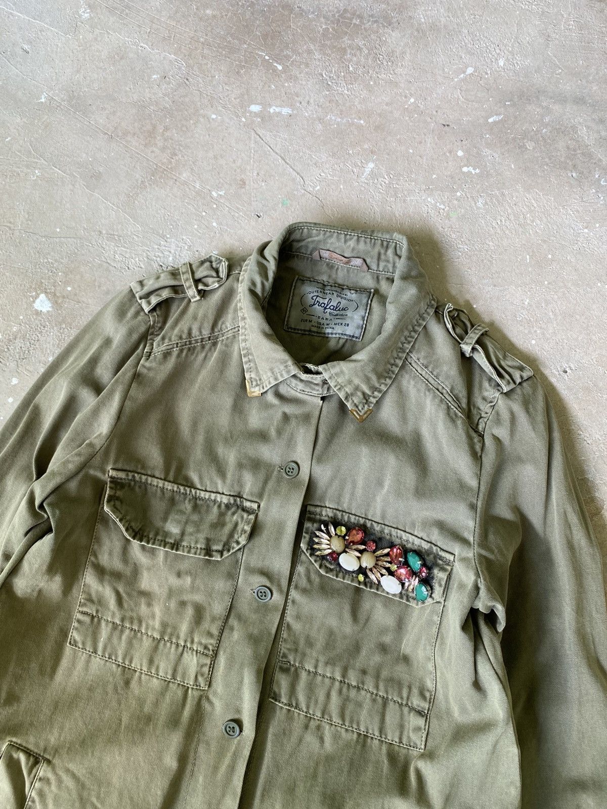 Zara Zara Trafaluc Embellished Military Utility Jacket Size M / US 6-8 / IT 42-44 - 2 Thumbnail