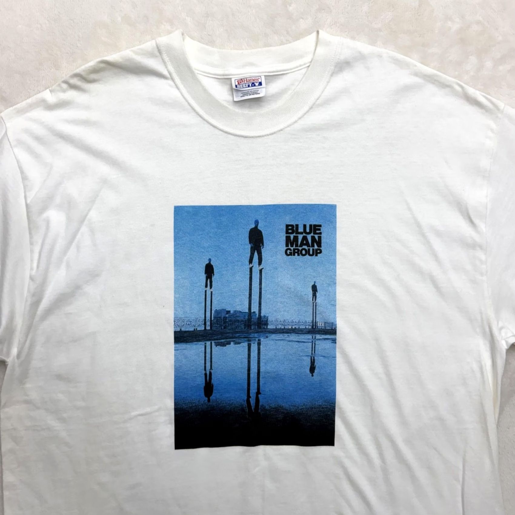 Hanes VINTAGE Blue Man Group Shirt Mens XL White Hanes Beefy-T Graphic Stilts Artwork Size US XL / EU 56 / 4 - 2 Thumbnail