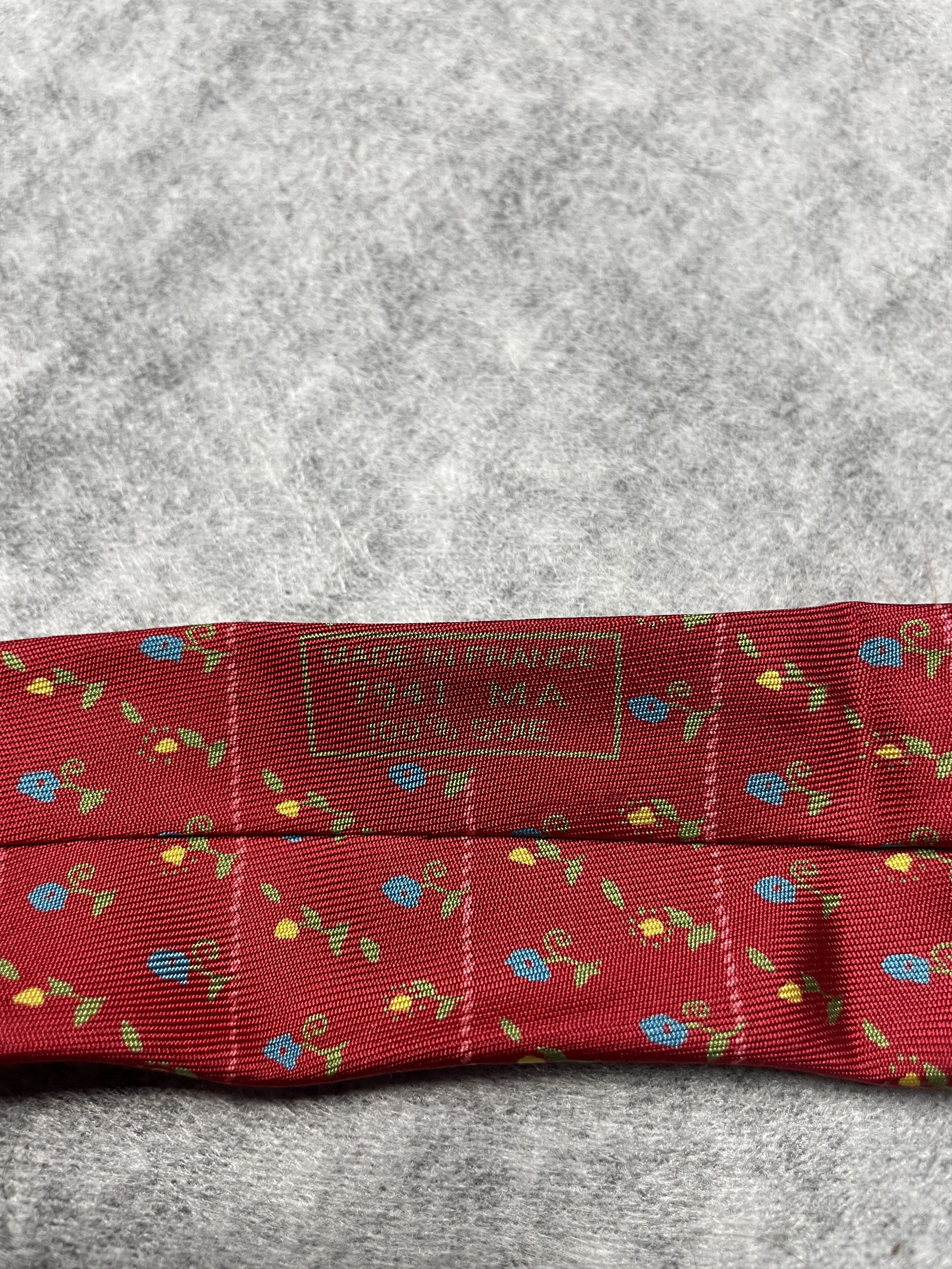 Hermes HERMES Paris 7941 MA Flower Print Red Silk Tie Size ONE SIZE - 5 Thumbnail