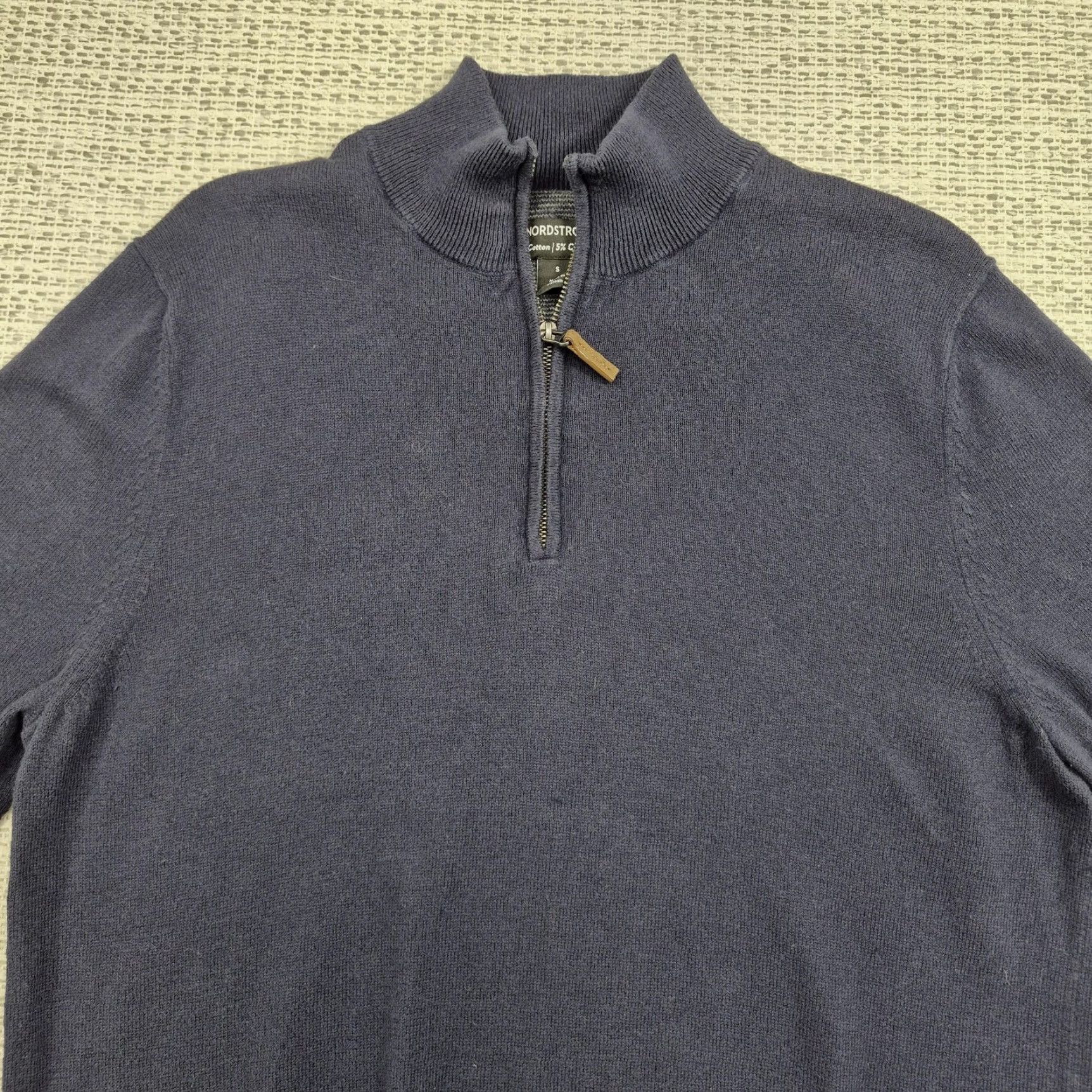 Nordstrom Nordstrom Mens Small Blue Cotton Cashmere 1/4 Zip Mock Neck Pullover Sweater Knit Size US S / EU 44-46 / 1 - 4 Thumbnail