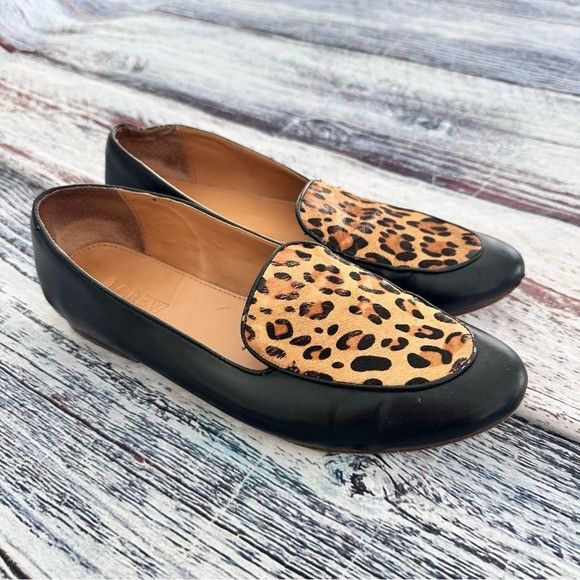 J.Crew J. Crew Leopard Print Black Loafers Size US 8 / IT 38 - 2 Thumbnail