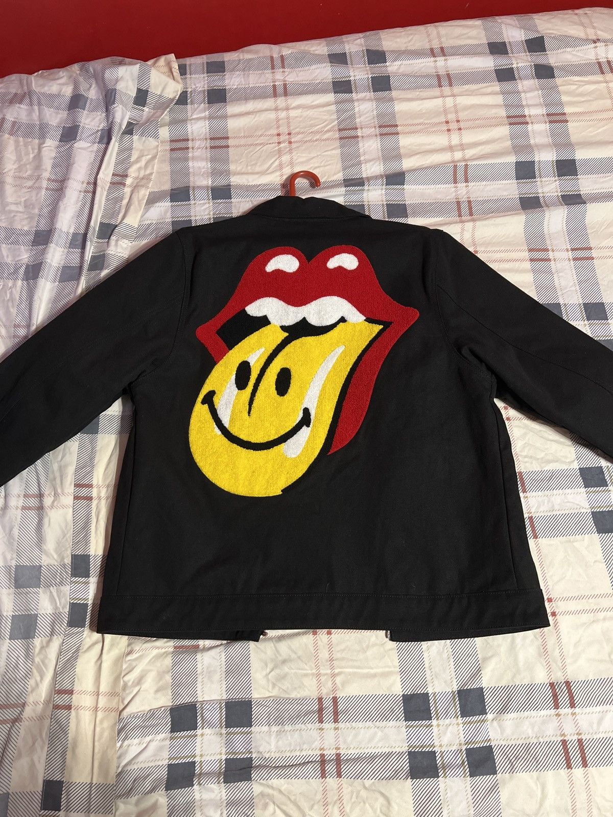 image of Smiley Market Rolling Stone Garage Jacket in Black, Men's (Size Large)