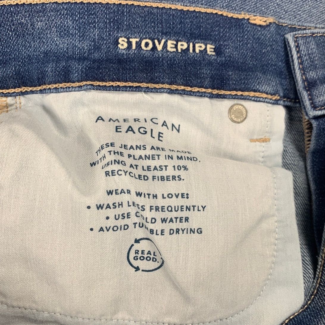 American Eagle Outfitters New American Eagle Womens Size 6 Stovepipe Denim Blue Jeans Size 28" / US 6 / IT 42 - 6 Thumbnail
