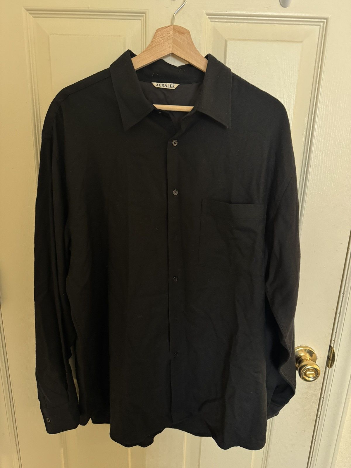 Auralee Superlight Wool Shirt in Black