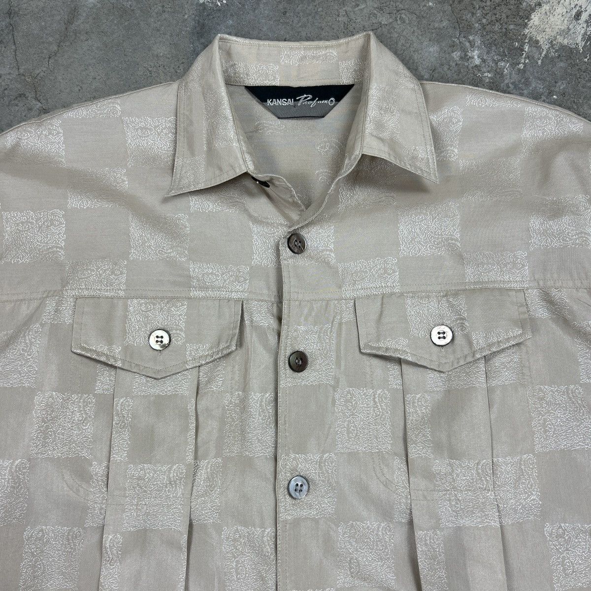 Japanese Brand × Kansai Yamamoto × Vintage 1990s Kansai Profumo - Checkered Orient Size US L / EU 52-54 / 3 - 5 Thumbnail