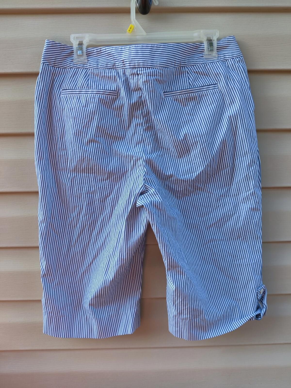 Bobby Jones Bobby Jones Shorts Womens Size 10 White Blue Pinstripe Cotto Size 32" / US 10 / IT 46 - 3 Thumbnail