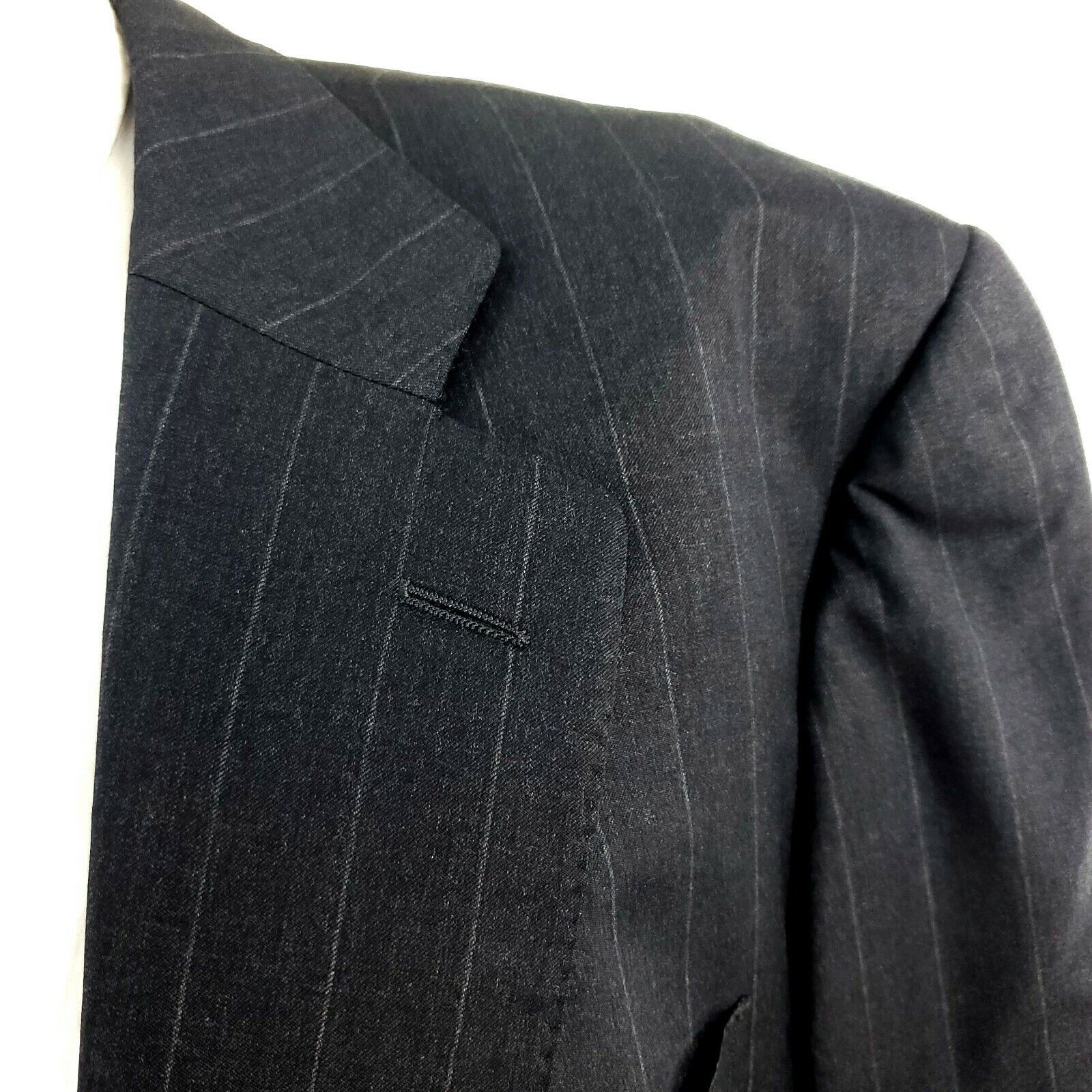 Ermenegildo Zegna Ermenegildo Zegna 44L 2 Button Super 100s Wool Striped Gray Size 44L - 2 Thumbnail
