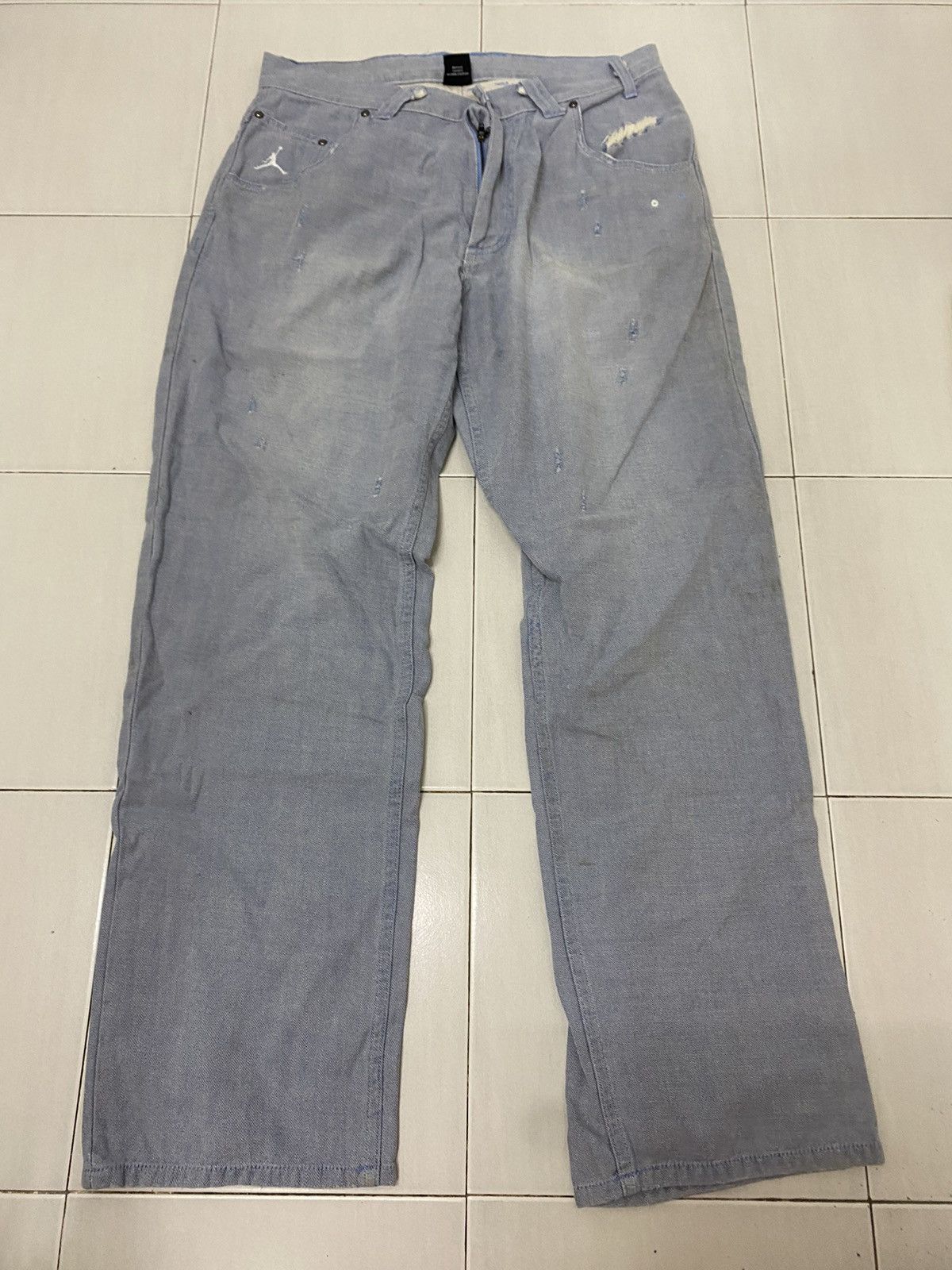 Nike Vintage Rare 2005 AIR JORDAN DENIM JEANS WITH EMBROIDERY Size US 34 / EU 50 - 1 Thumbnail