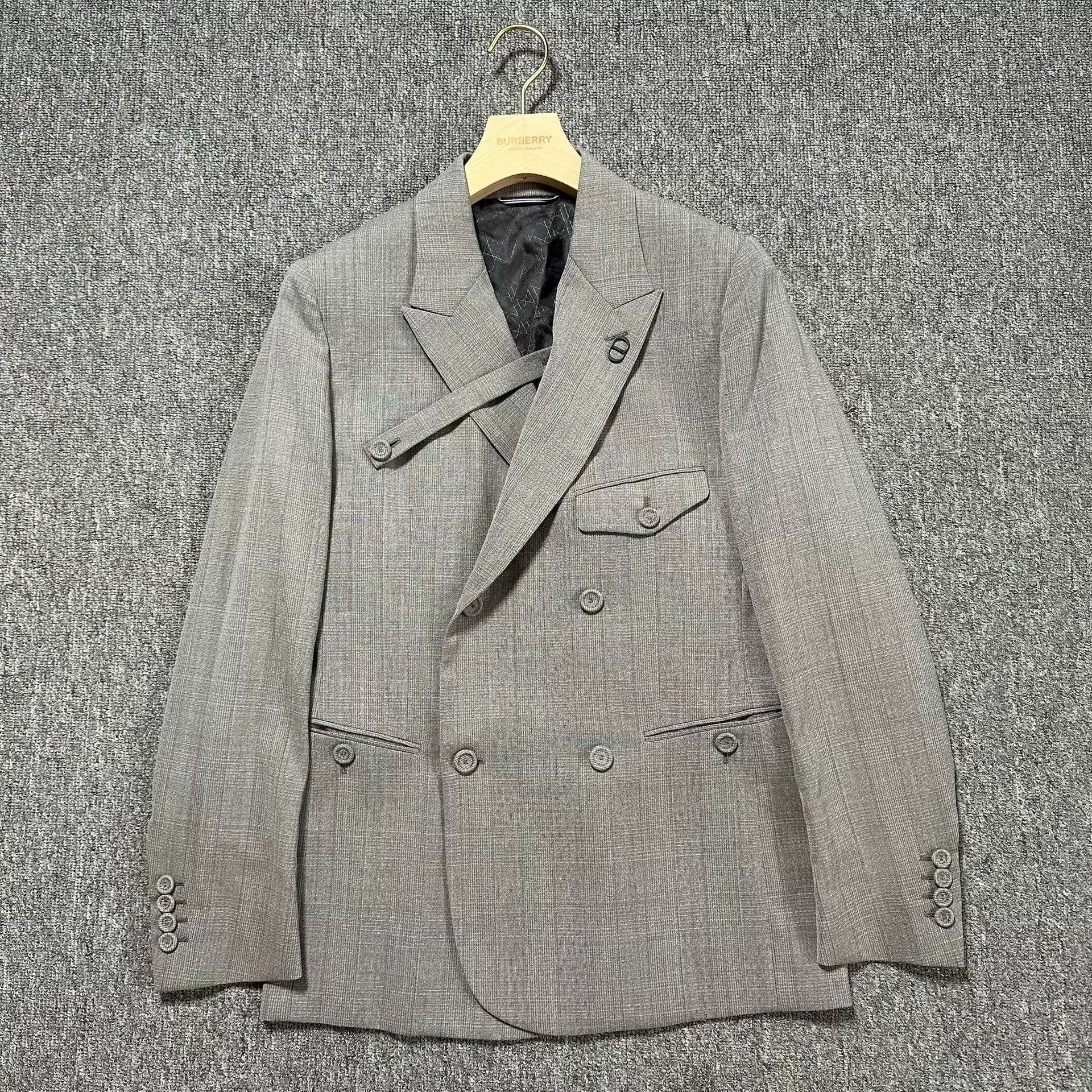 Dior Man Gray Double-Breasted Suit Jacket