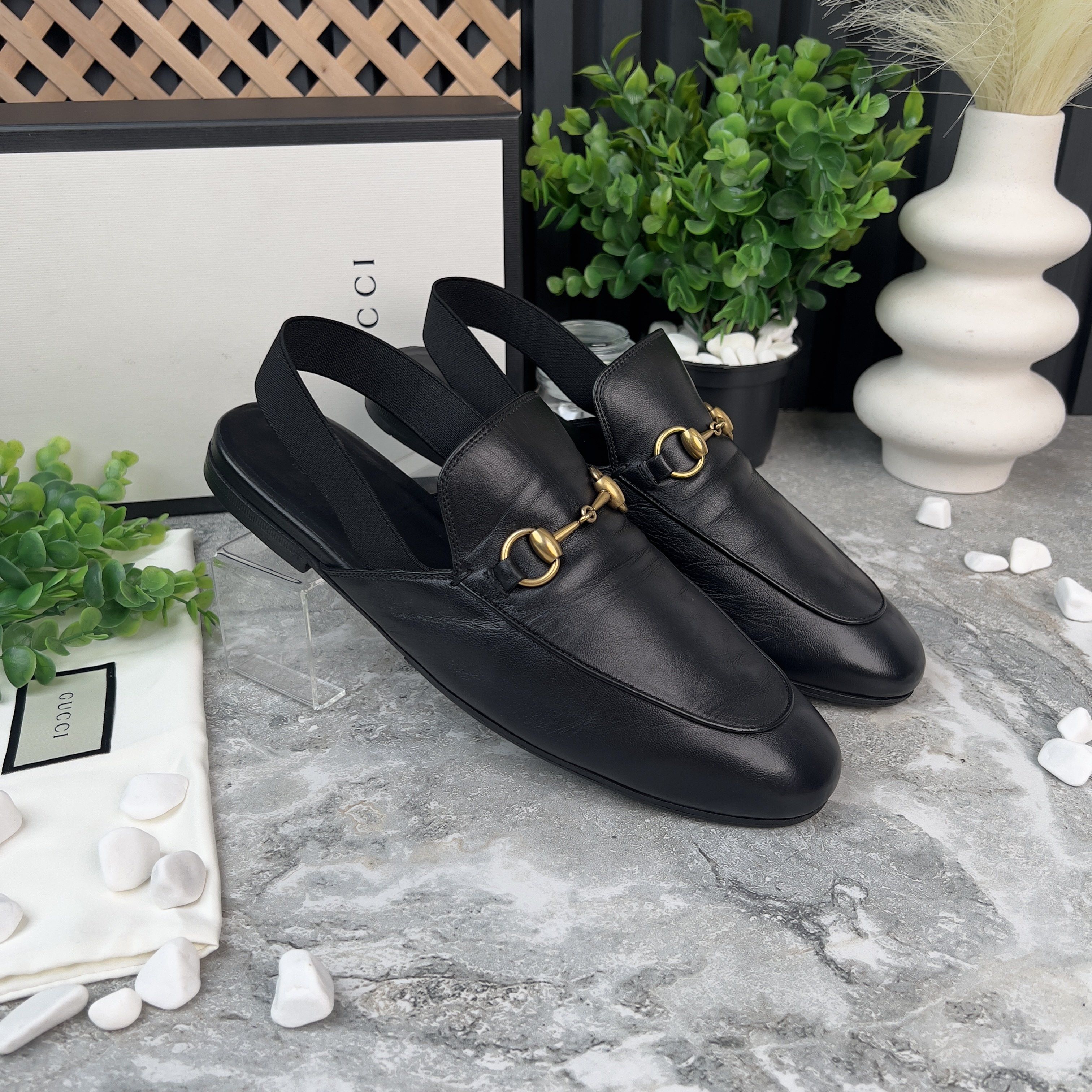 Gucci Princetown Horsebit Mule Slippers Slingback Black Leather Size US 8.5 / EU 41-42 - 4 Thumbnail