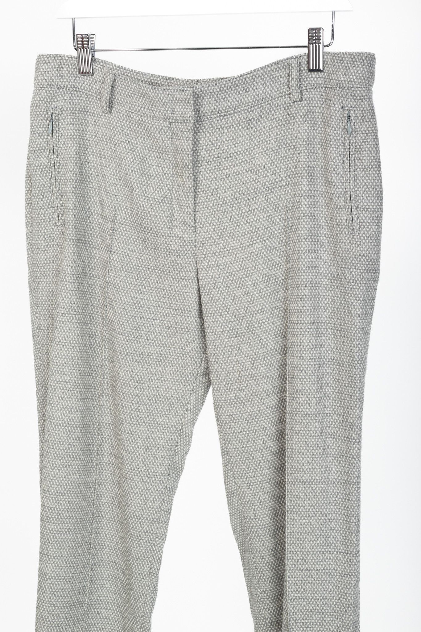 Akris Akris Punto Grey Polka-Dot Wool-Flannel Slim Trousers Size 34" / US 12 / IT 48 - 3 Thumbnail