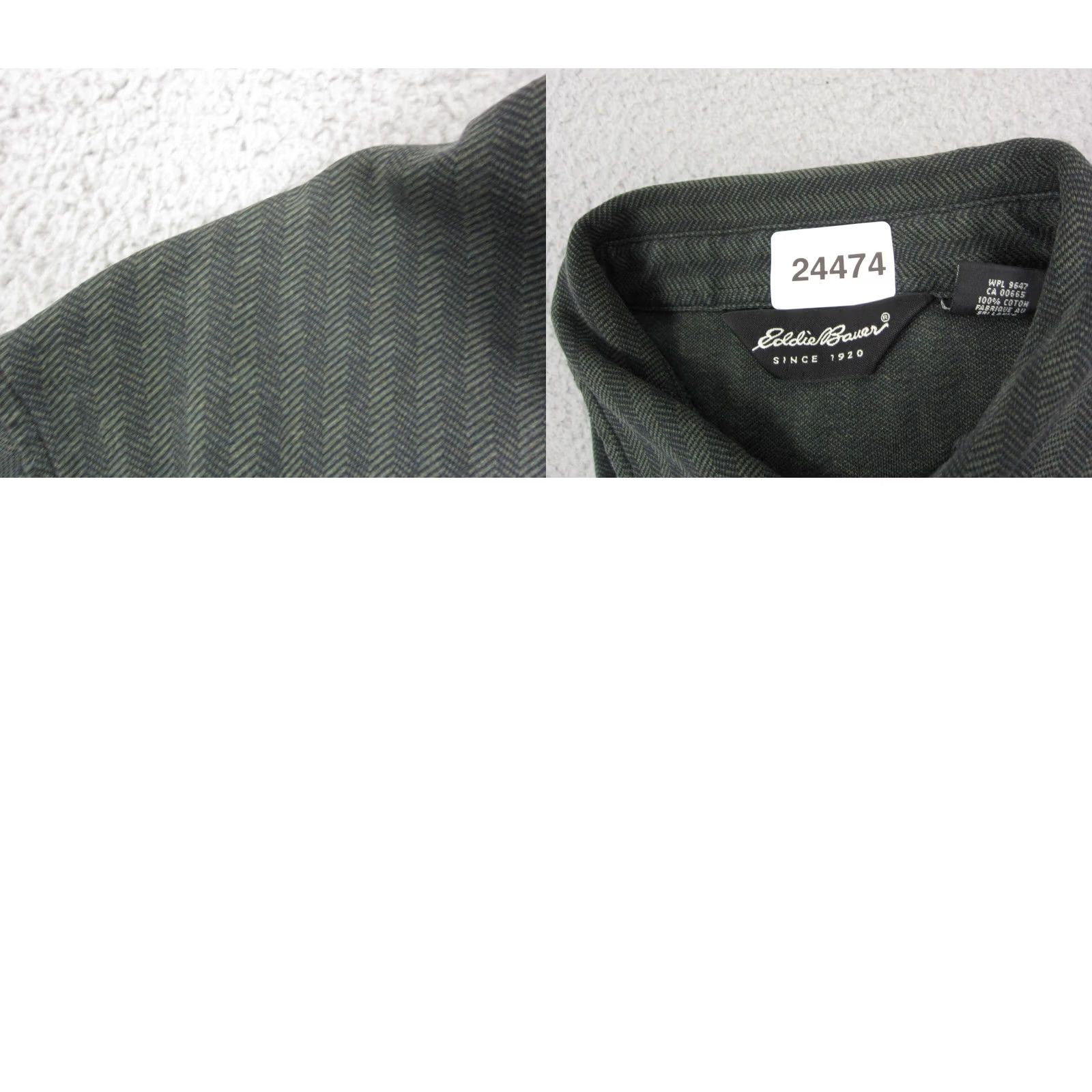 Eddie Bauer VINTAGE Eddie Bauer Shirt Mens Large Green Chevron Houndstooth Cotton Casual 90s Size US L / EU 52-54 / 3 - 9 Thumbnail
