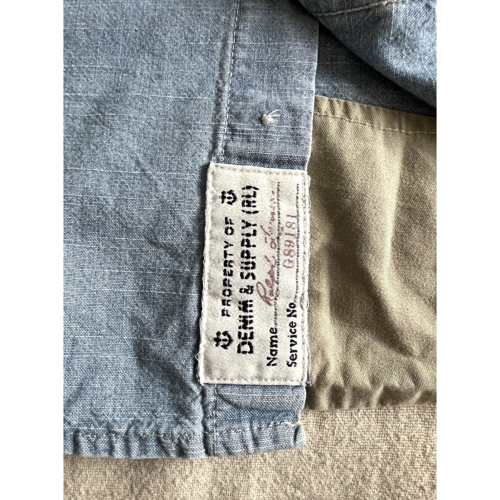 Vintage Denim & Supply Ralph Lauren Navy Shirt XL Chambray US Military Style Button-Up Mens Size US XL / EU 56 / 4 - 4 Thumbnail