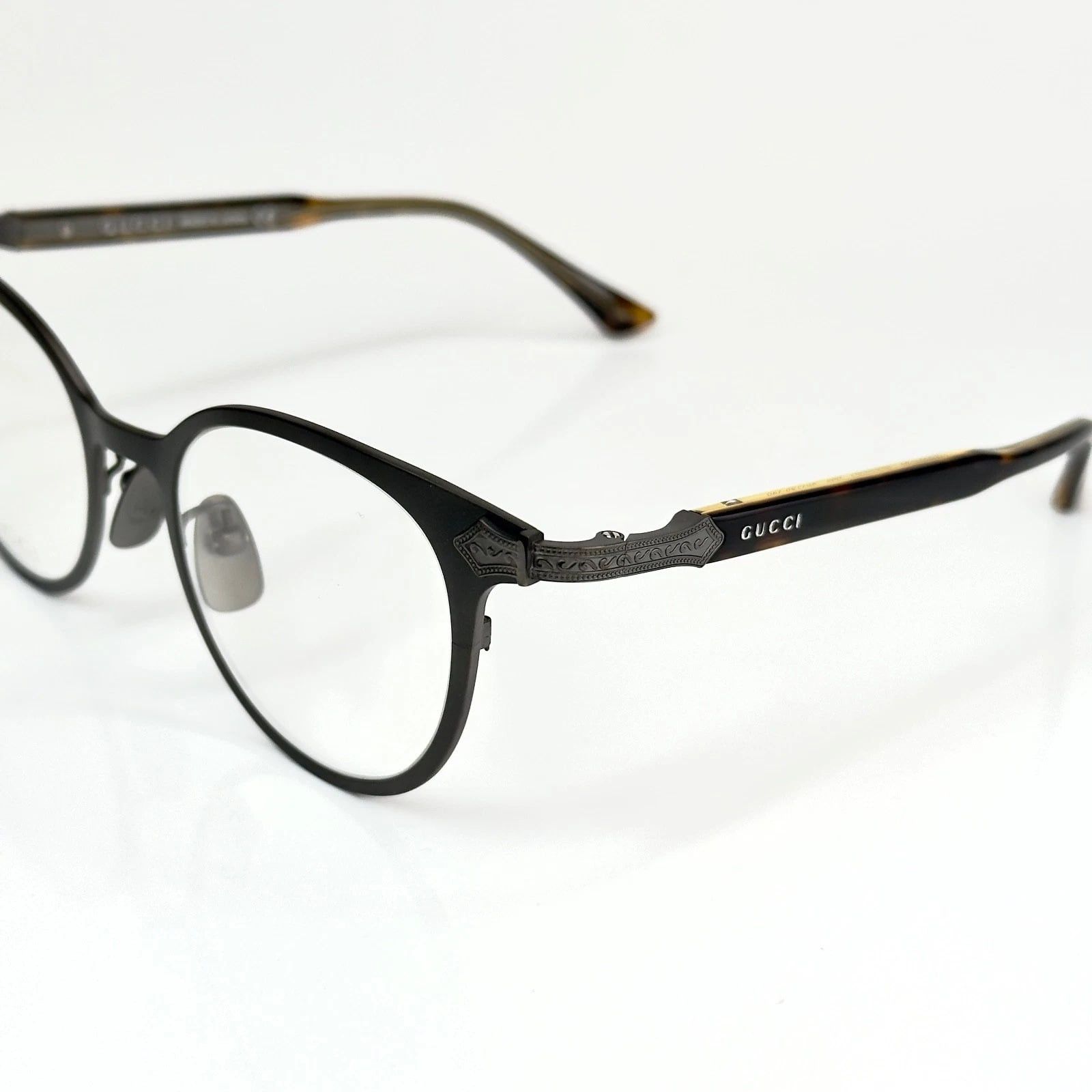 Gucci GUCCI GG0068O 0068 Titanium Brown Gold Eyeglasses 002 Size ONE SIZE - 4 Thumbnail