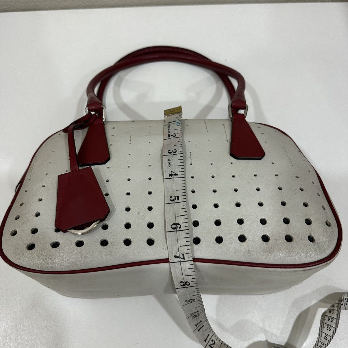 Prada PRADA VINTAGE 2000’s BOWLING BAG PERFORATED LEATHER Size ONE SIZE - 14 Thumbnail