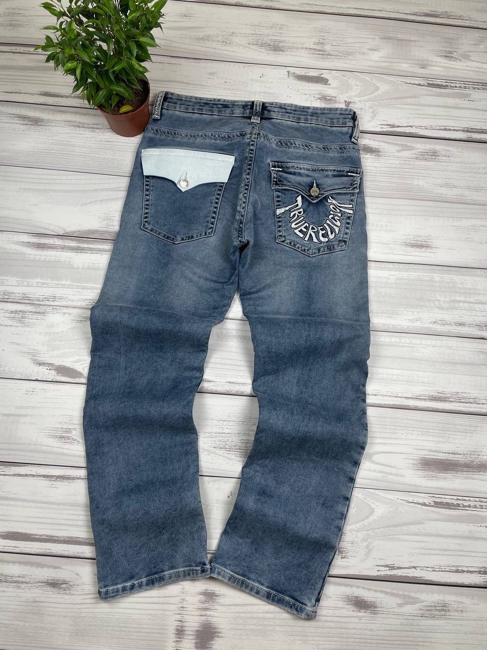 True Religion Y2K Grey Blue Distressed Jeans True Religion Aesthetic Size US 36 / EU 52 - 1 Thumbnail