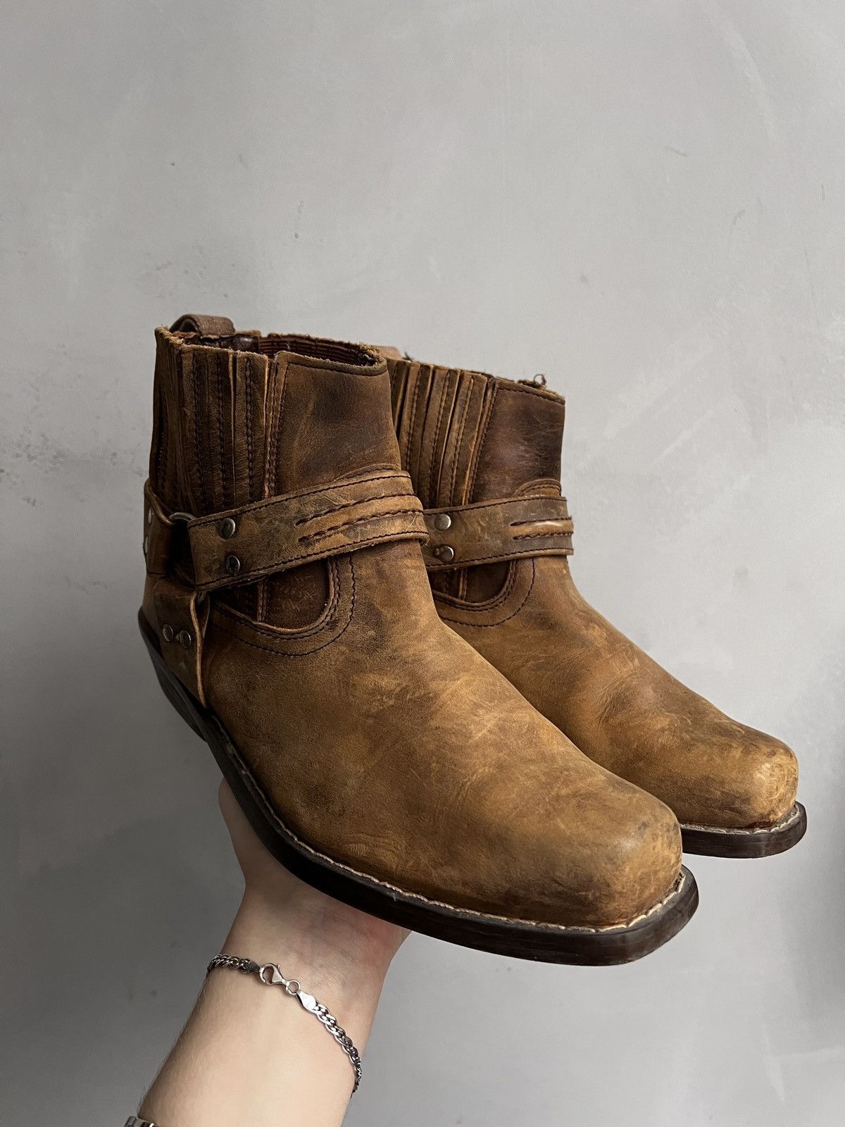 Western style ankle moto style harley davidson boots