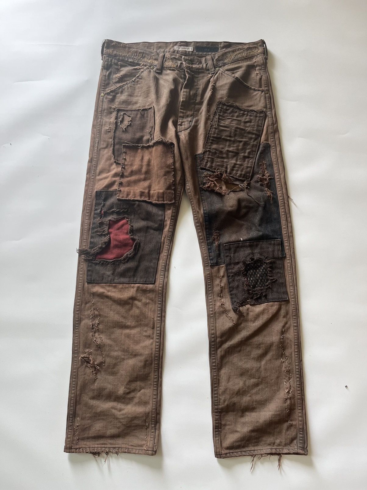 image of Number N Ine Number Nine Aw02 Reworked Denim in Brown, Men's (Size 33)