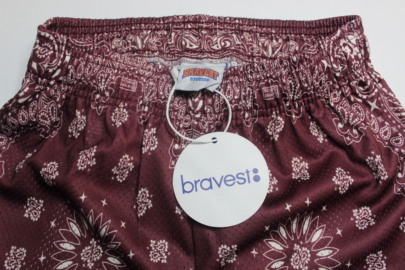 Bravest Studios BRAVEST STUDIO BURGUNDY PAISLEY SHORTS (XS) Size US 26 / EU 42 - 3 Thumbnail