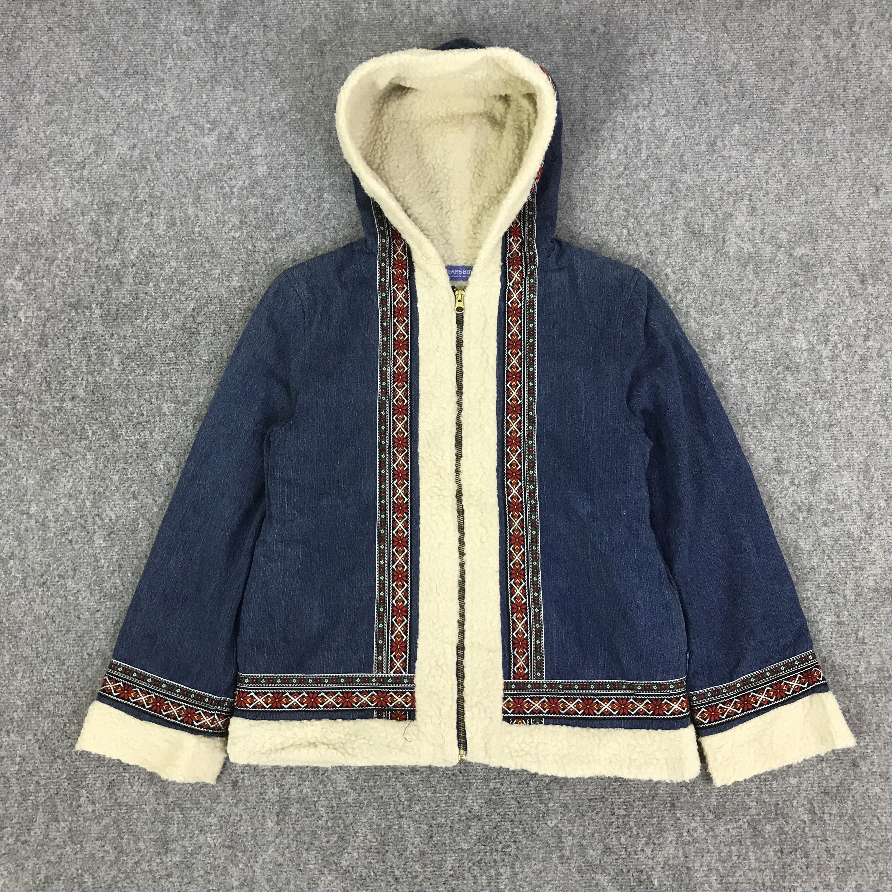 Beams Japan VTG BEAMS BOY SHERPA HOODIE JACKET K82B19 Size US M / EU 48-50 / 2 - 1 Thumbnail