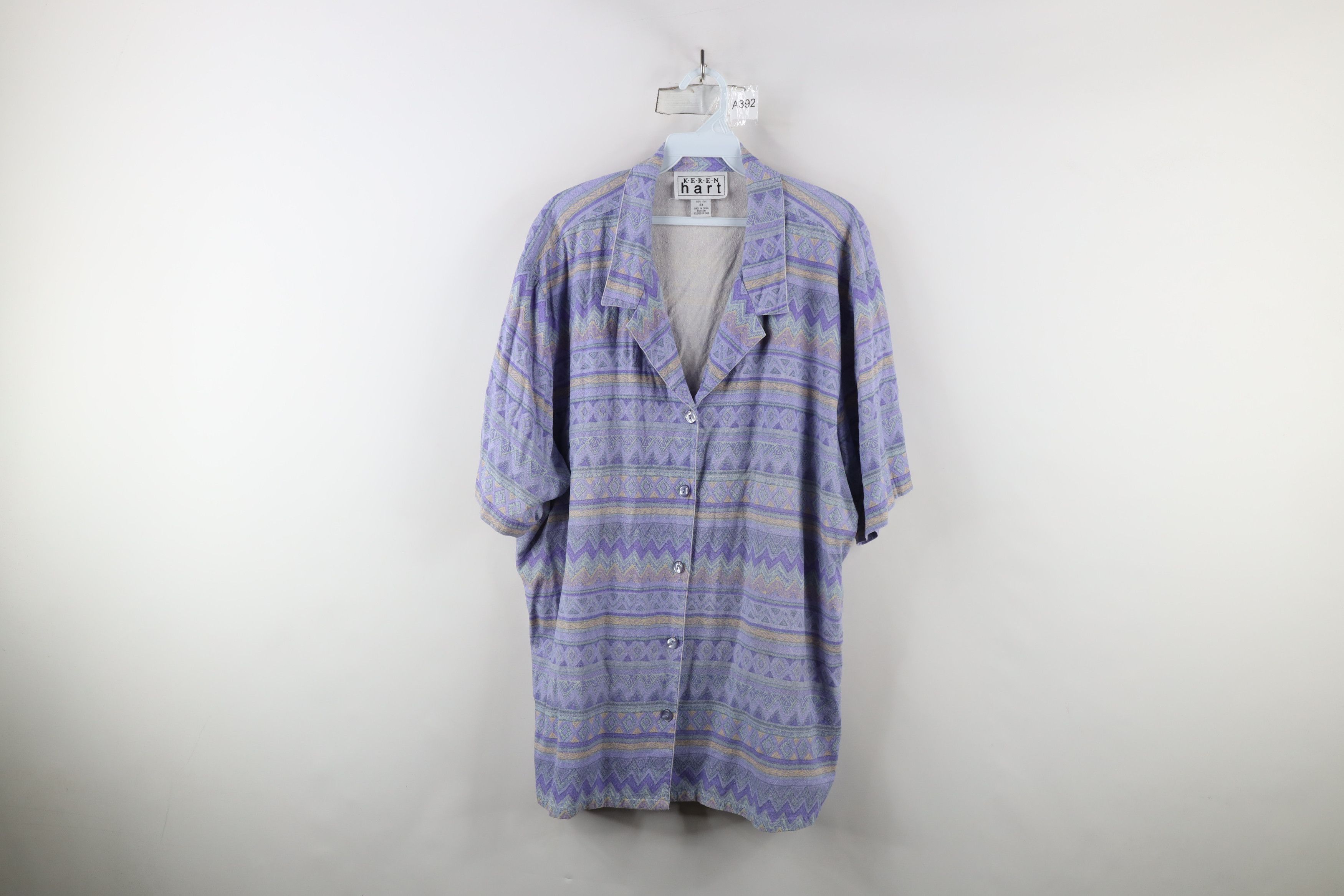 Vintage Vintage 90s Streetwear Fair Isle Camp Collar Button Shirt Size 3XL / US 20-22 - 1 Thumbnail