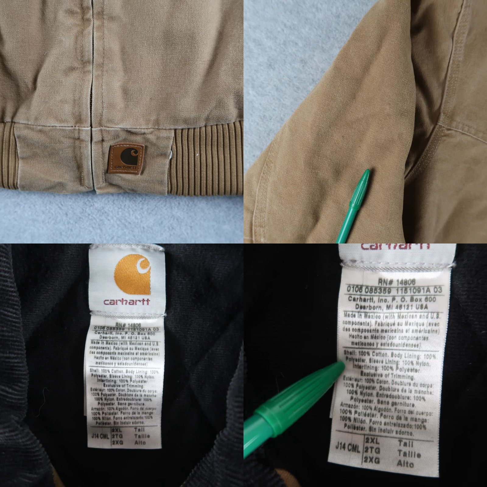Carhartt VINTAGE Carhartt Coat 2XL Khaki Canvas Bomber Jacket J14 CML Mens Tall Full Zip Lined Pockets Workwear Winter Size US XXL / EU 58 / 5 - 8 Thumbnail