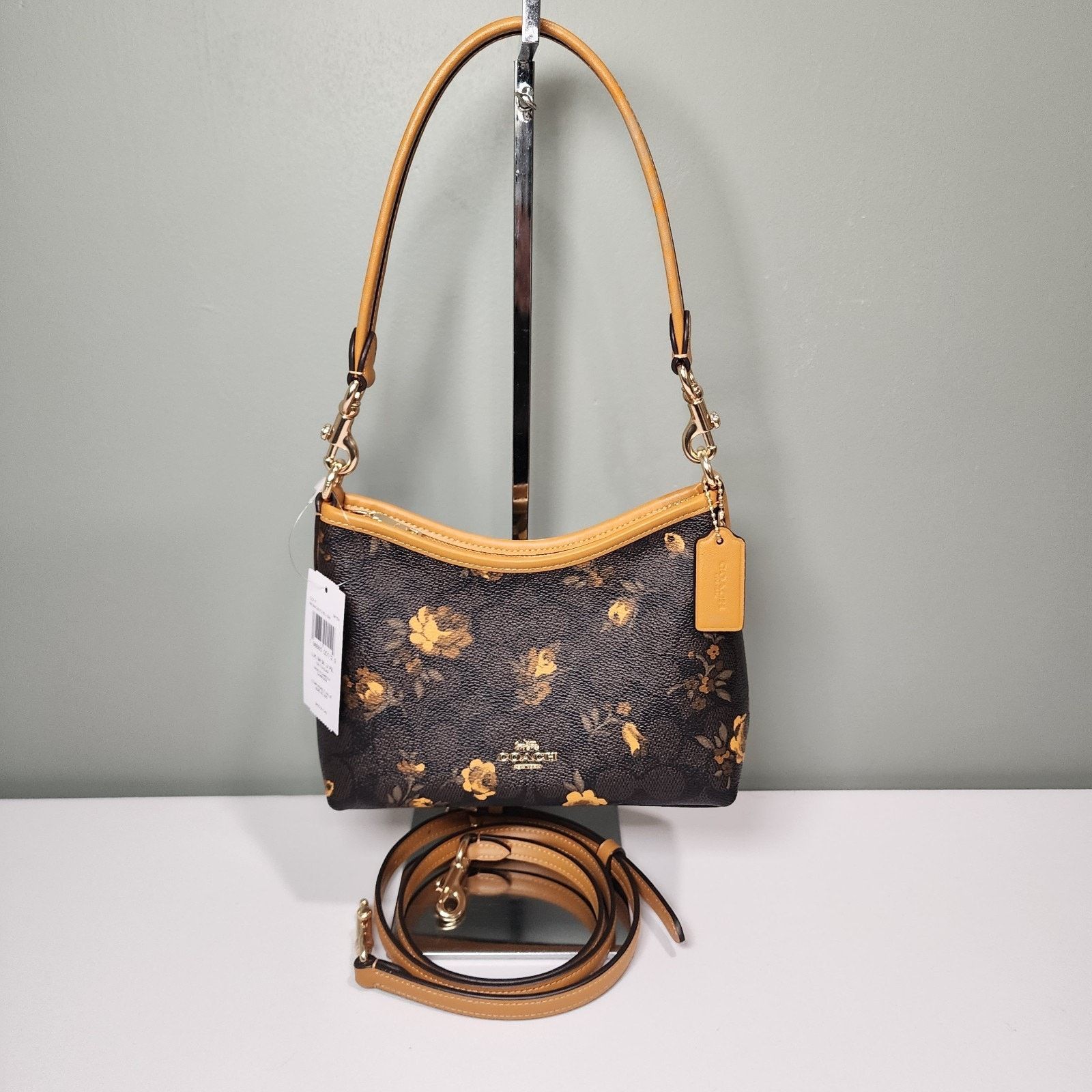 Coach Coach CCF17 Laurel Small Shoulder Floral Walnut/Yellow V2 Size ONE SIZE - 1 Thumbnail