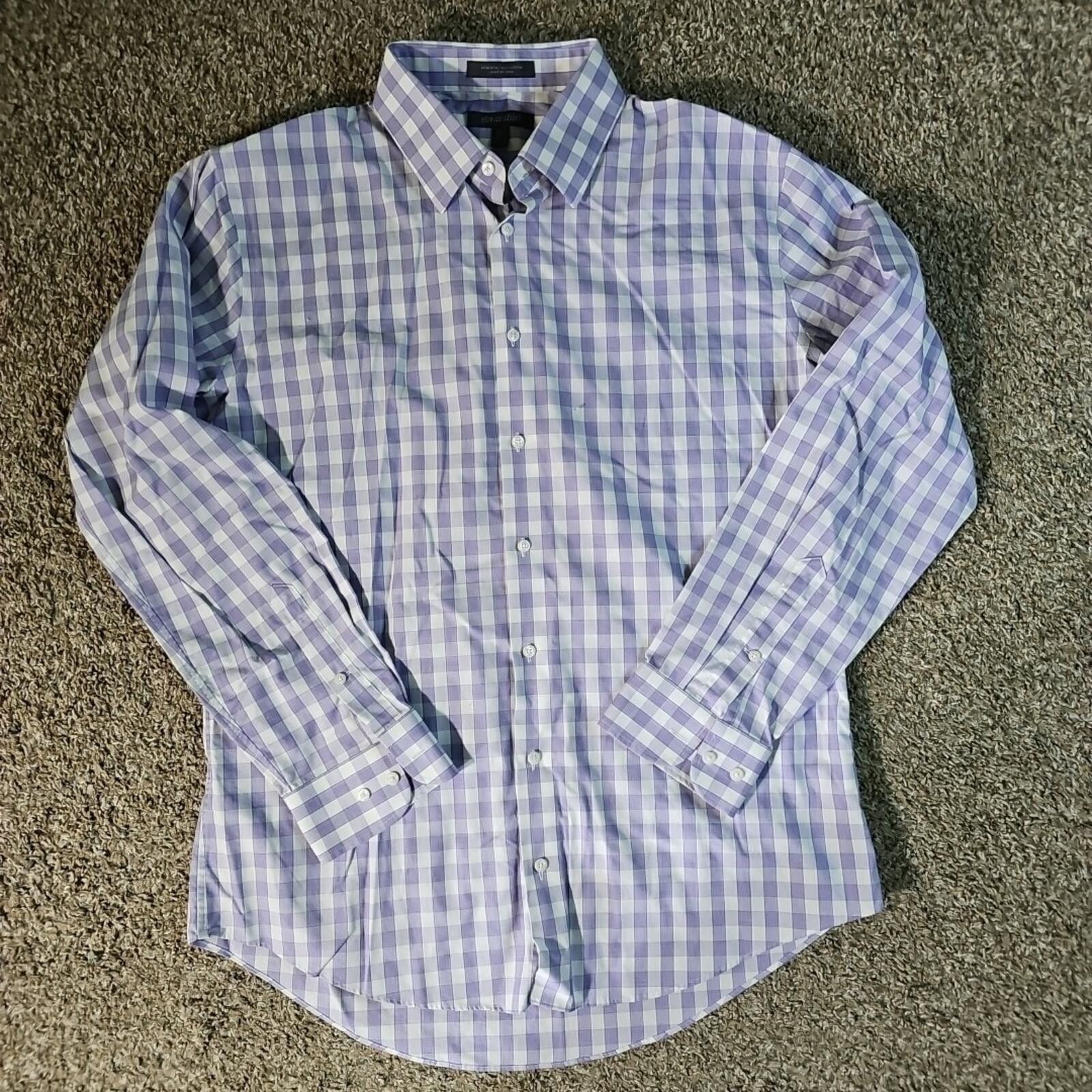 Nordstrom Nordstrom Rack Dress Shirt Purple Checker 16½ 34-35 Trim Fit Size 38R - 1 Thumbnail