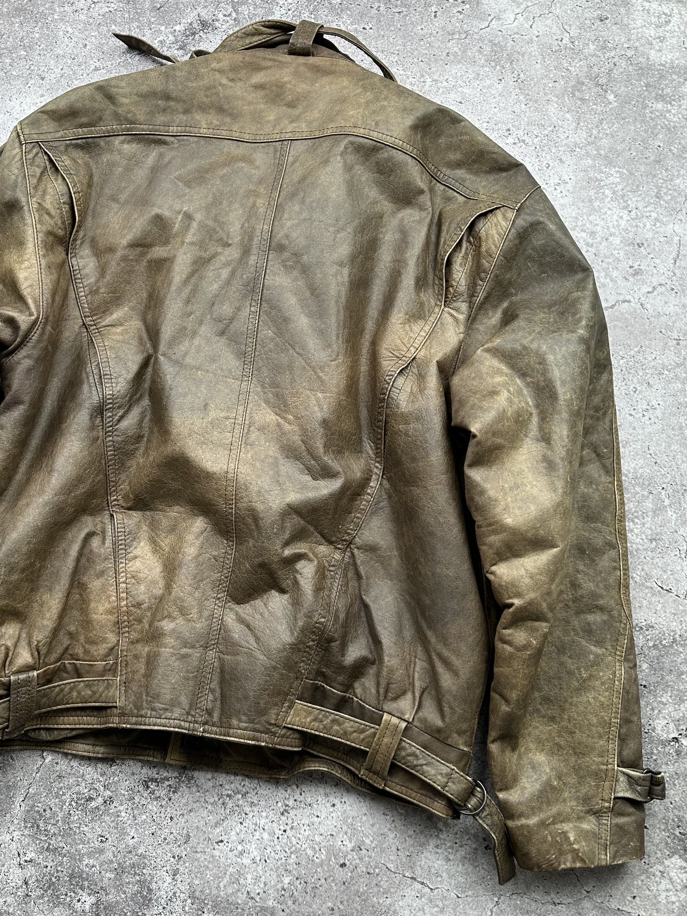 Genuine Leather Vintage Bondage Faded Leather Military Jacket C2(V13) Size US M / EU 48-50 / 2 - 14 Thumbnail