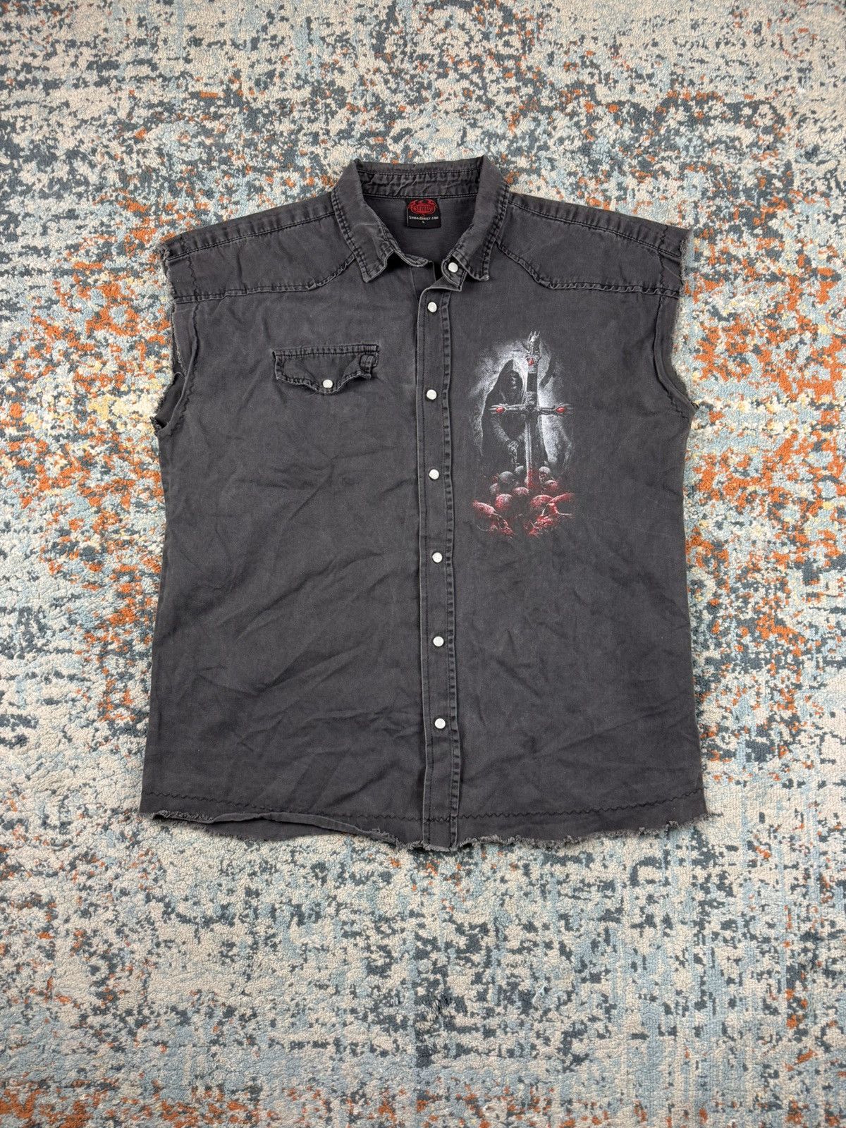 Band Tees × Vintage Vintage Y2K Spiral sleeveless shirt skull opium faded washed Size US L / EU 52-54 / 3 - 2 Thumbnail