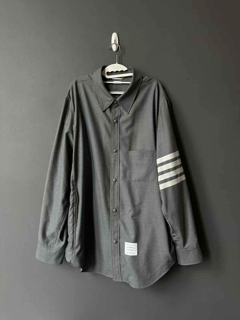 Thom Browne Thom Browne size5 Gray wool shirt jacket Size US XXL / EU 58 / 5 - 1 Thumbnail