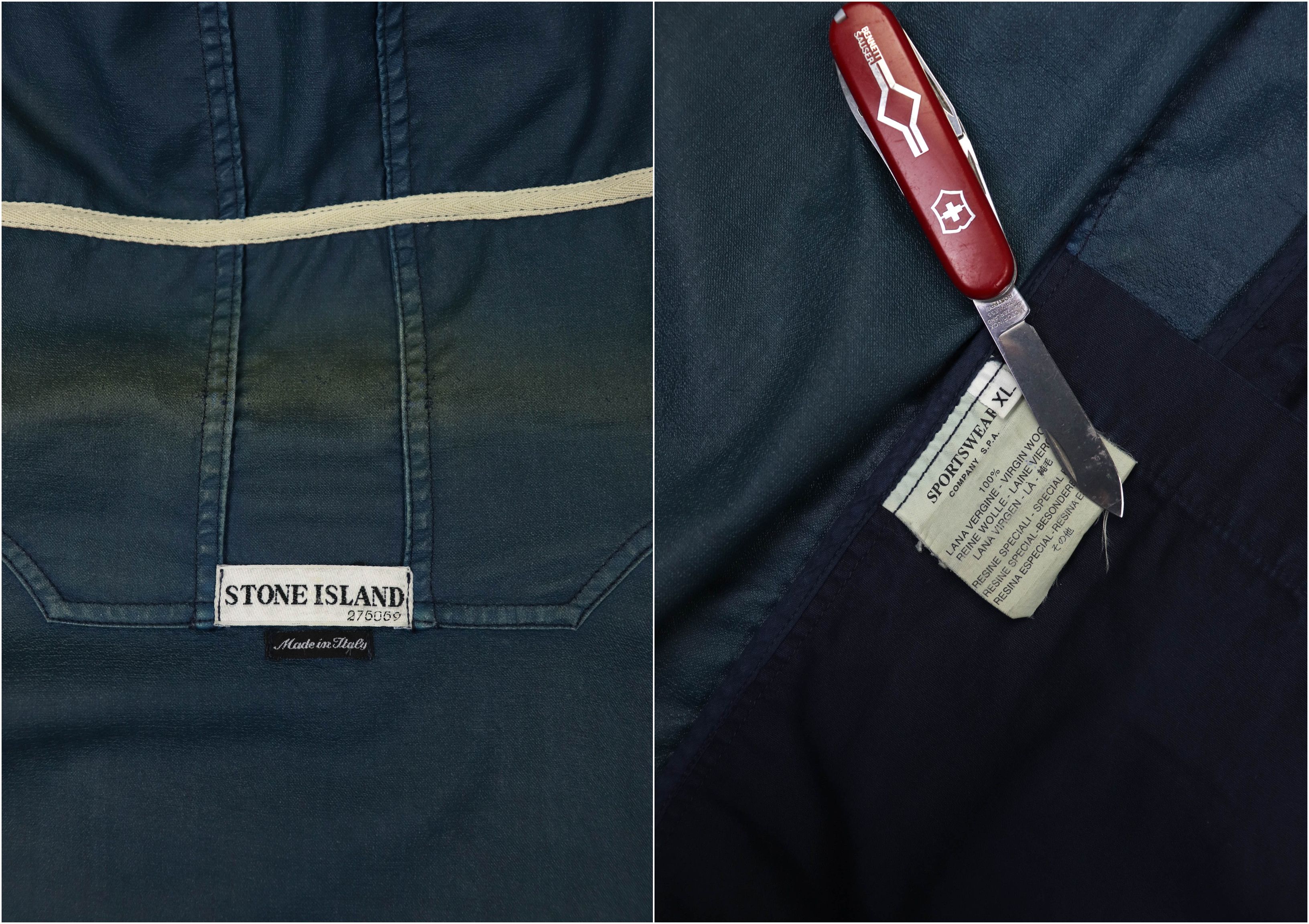 Stone Island Stone Island SS’01 Vintage 00s Virgin Wool Hooded Zip Jacket Size US XL / EU 56 / 4 - 24 Thumbnail