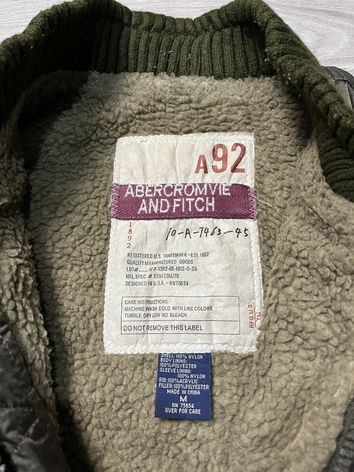 Abercrombie & Fitch Abercrombie & Fitch Quilted Green Military Jacket Size US L / EU 52-54 / 3 - 4 Thumbnail