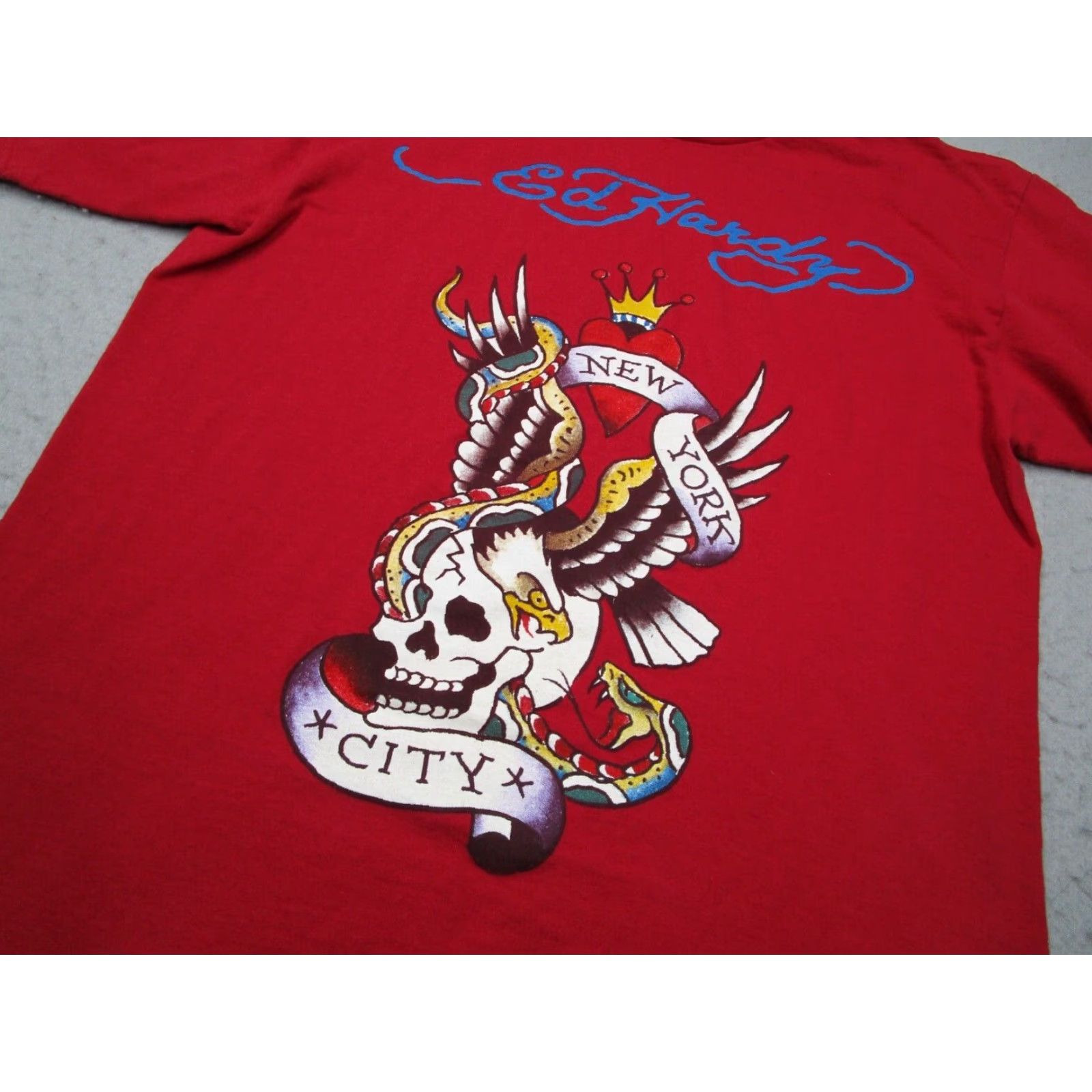 Ed Hardy Ed Hardy Shirt Mens Medium Red Short Sleeve Crew Neck New York City Skull Eagle Size US M / EU 48-50 / 2 - 2 Thumbnail