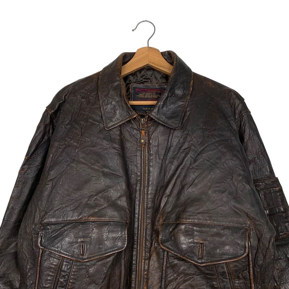 Japanese Brand D Homme A Homme Military Flight Leather Jacket Size US M / EU 48-50 / 2 - 2 Thumbnail