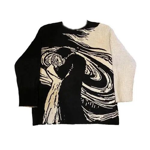 image of Vintage Hip Hop Streetwear Harajuku Artistic Portrait in Black, Men's (Size Medium)