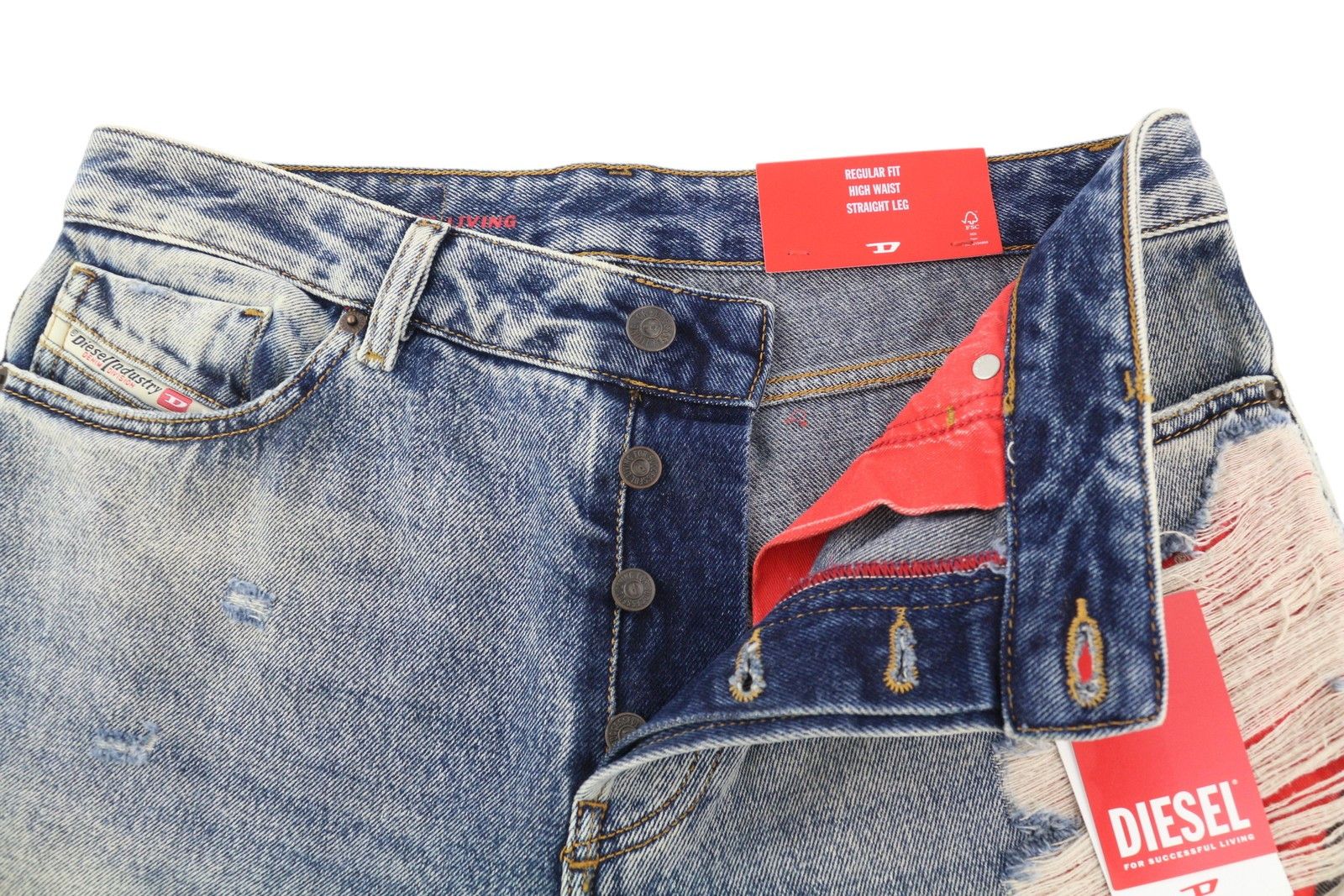 Diesel 1955 09E10 W30/L32 Blue Regular Straight Distress 85397 Size US 30 / EU 46 - 5 Thumbnail